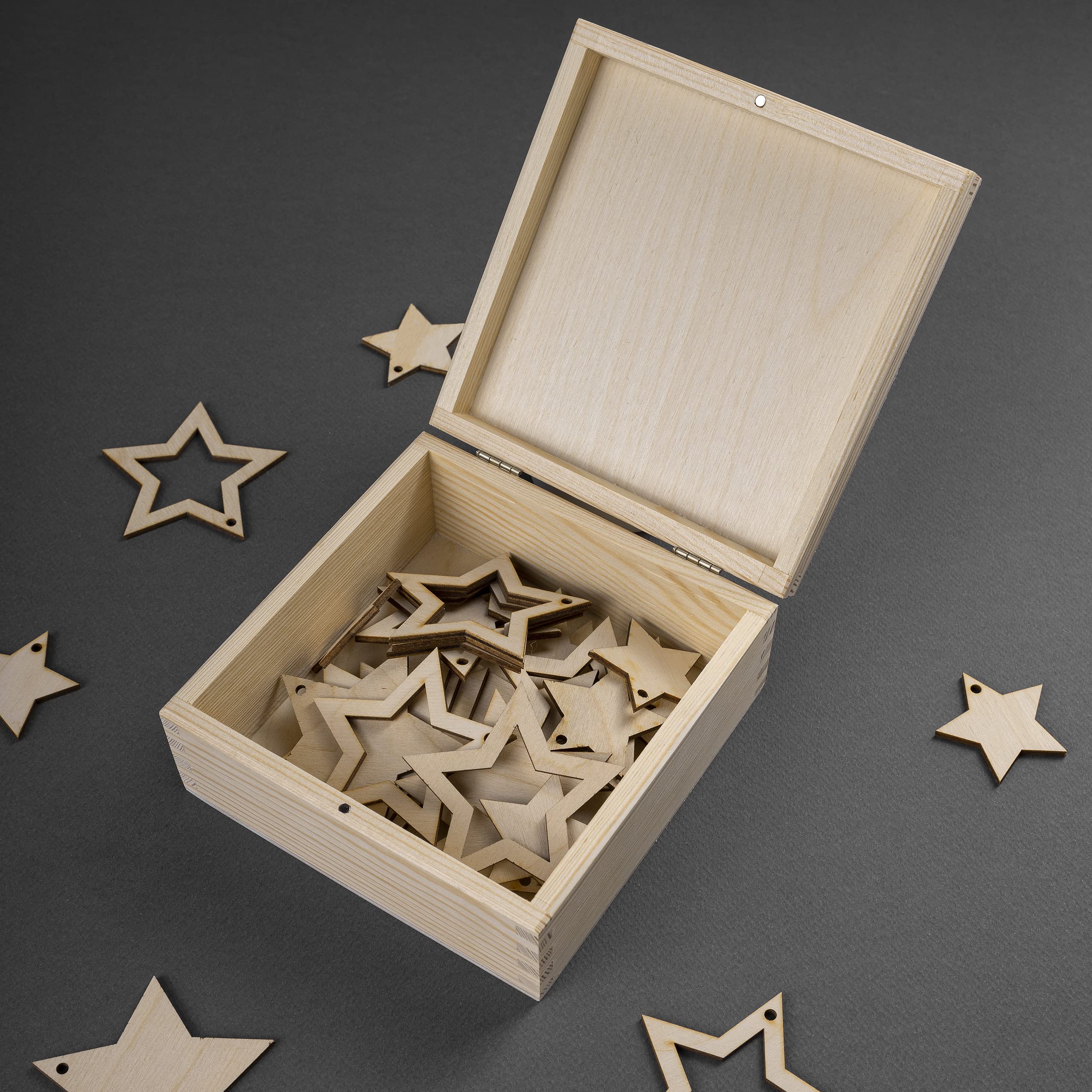 Creative Deco Boite Bois Brut Carrée 16,2 cm Bijoux