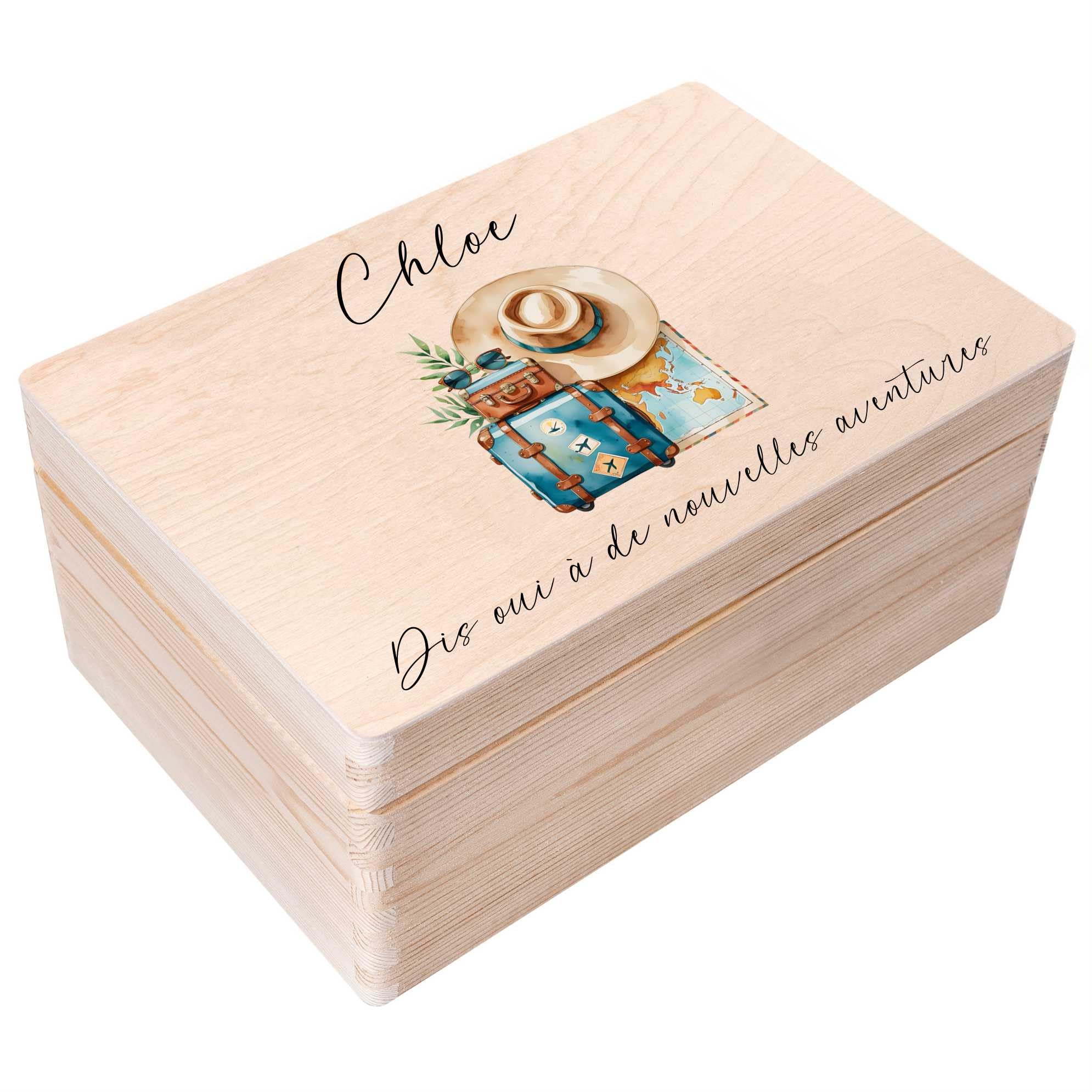 Creative Deco Coffret Bois Voyage Avion 40x30x14 cm