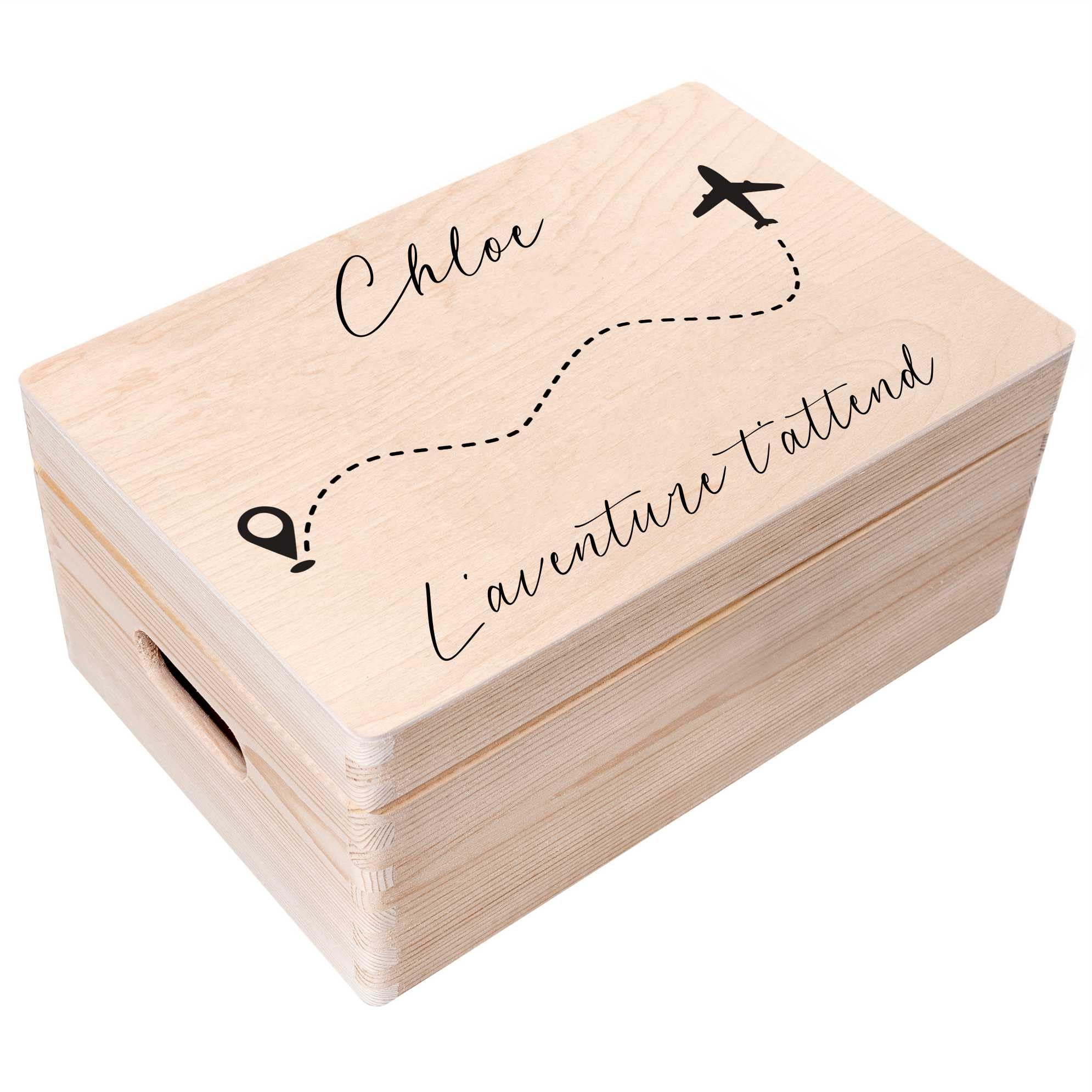 Creative Deco Personalised coffret voyage 40x30 cm bois avion