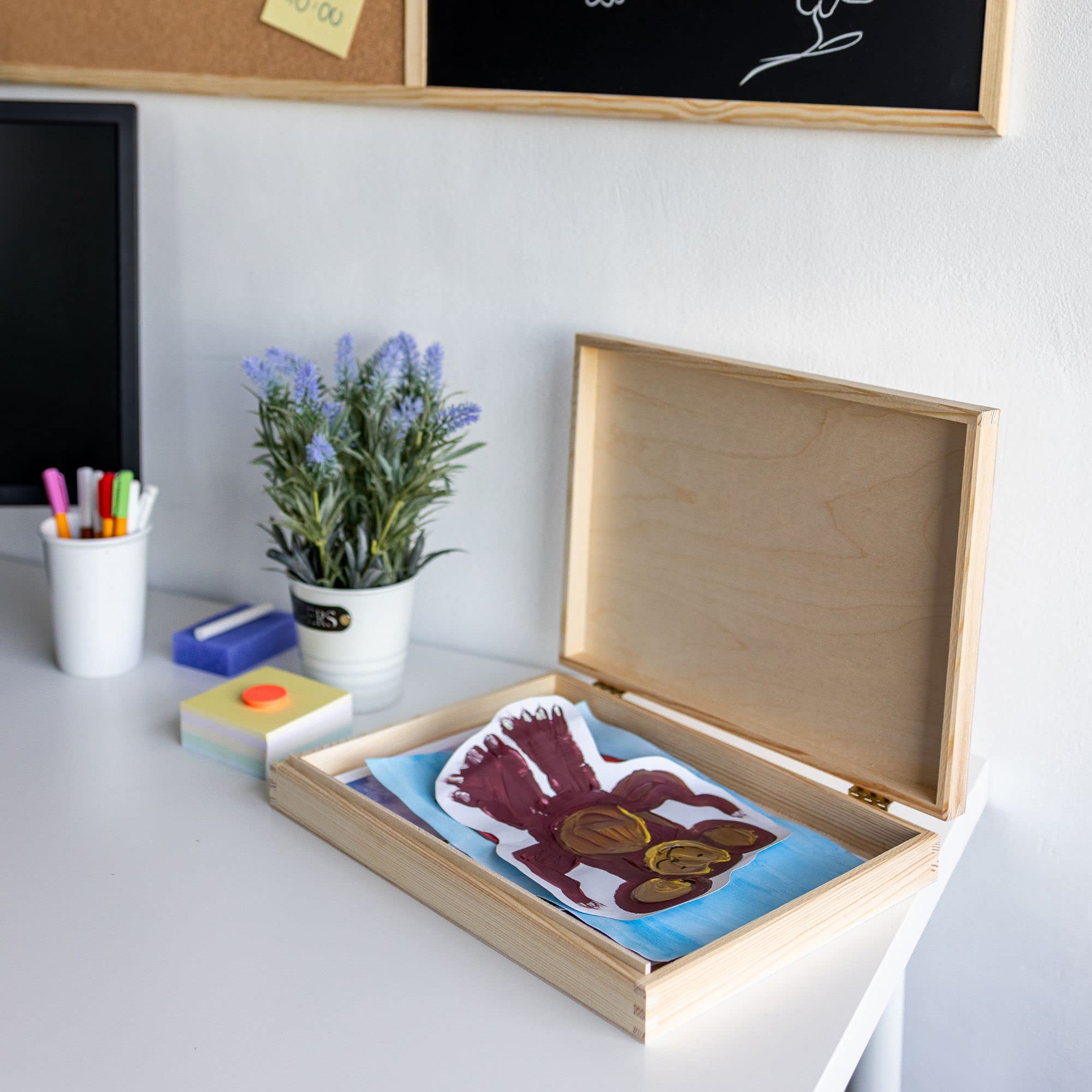 Creative Deco Wood boîte bois beige A4 34x25,3x5,3 cm