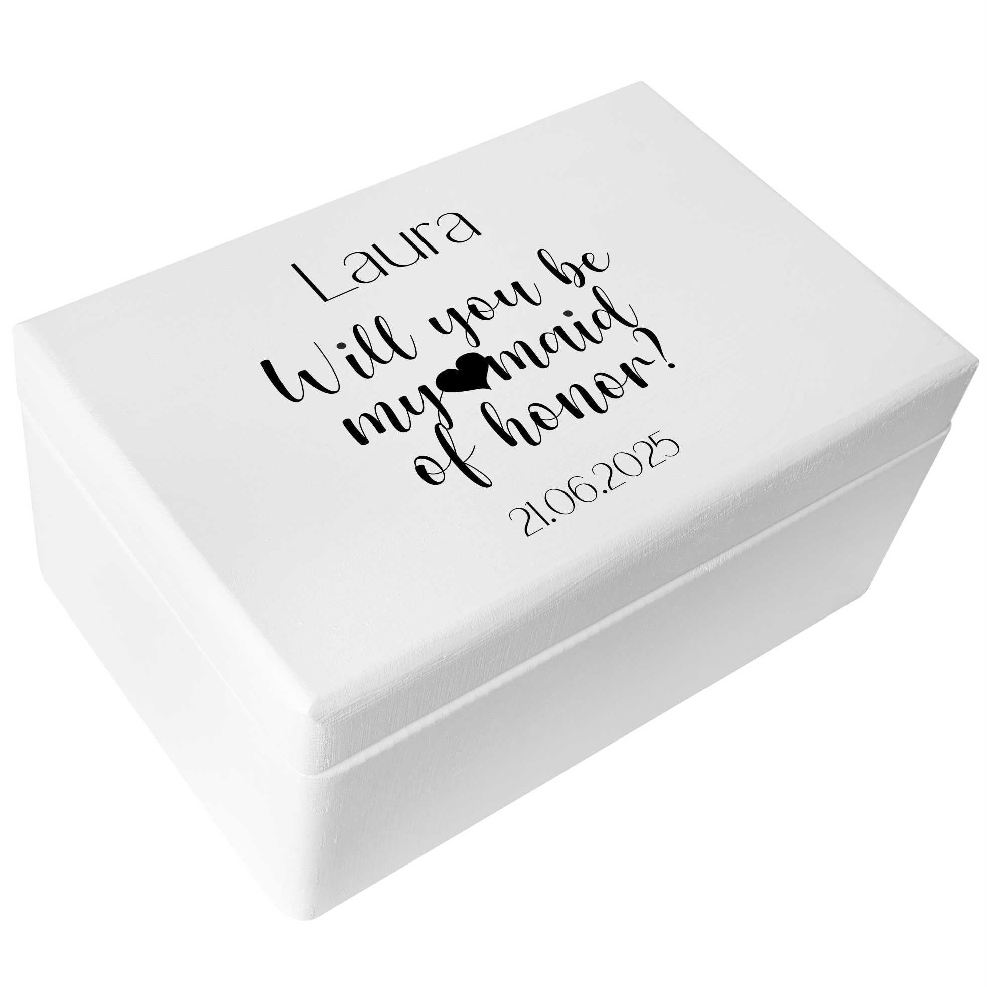 Creative Deco Boîte en Bois Mariage 40x30x14 cm Blanche Personnalisée