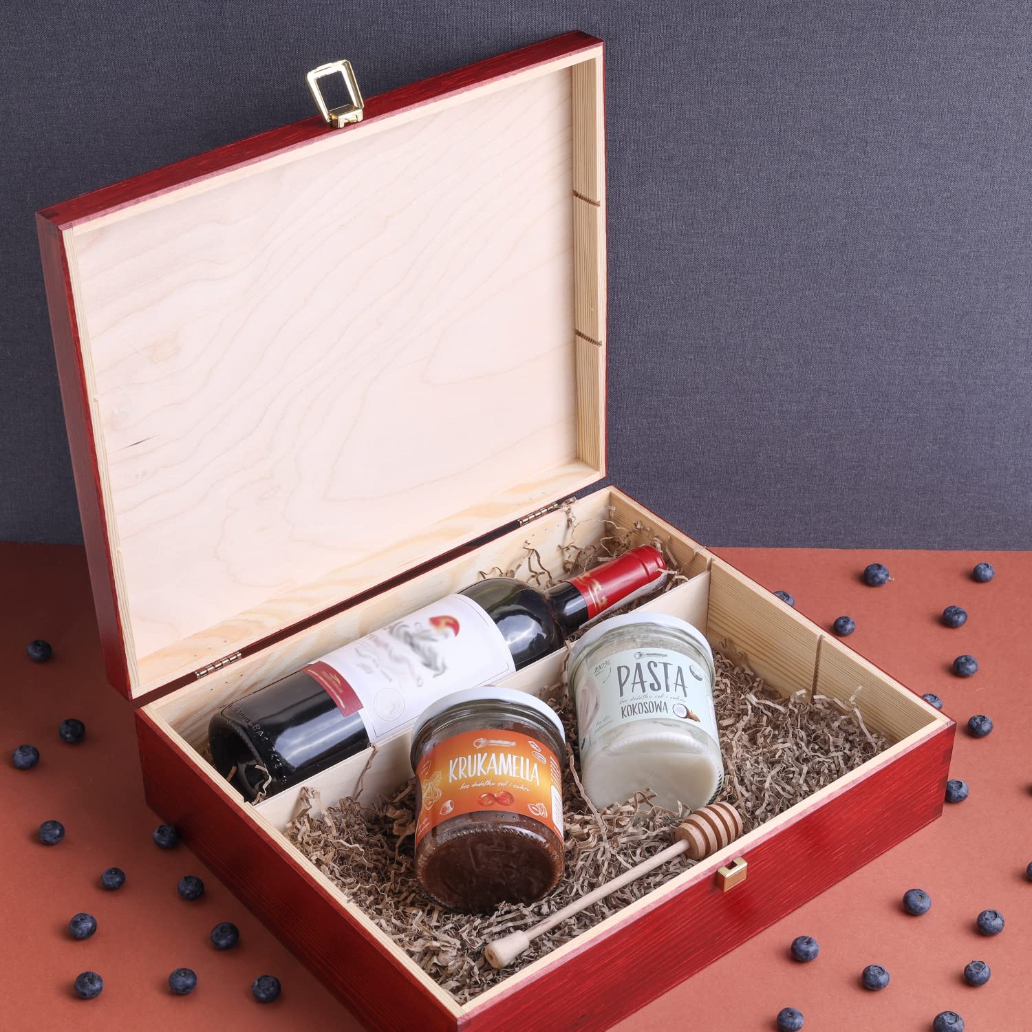 Creative Deco Caisse Vin Bois 3 Bouteilles Rouge 35x30 cm