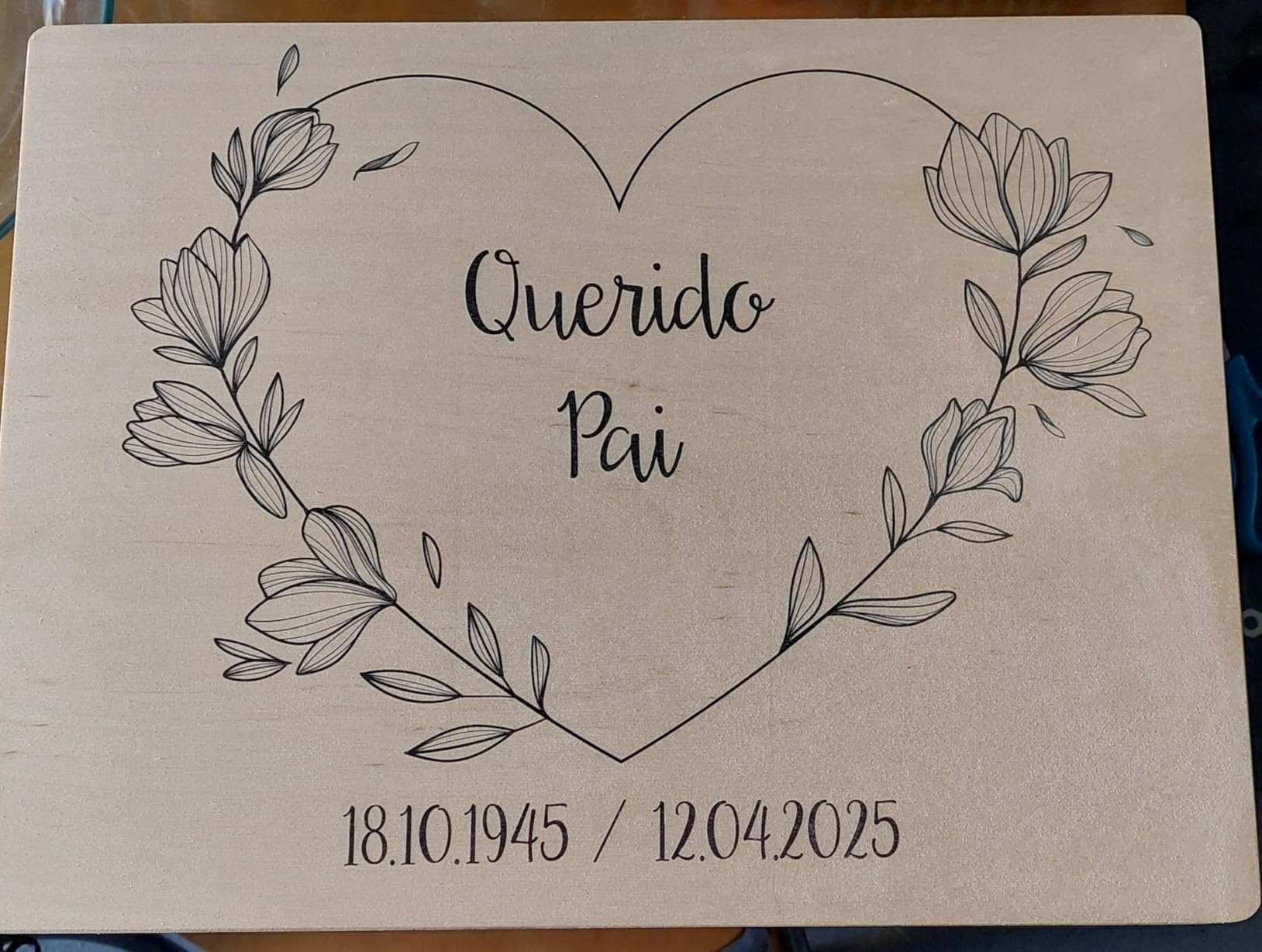 Creative Deco boîte bois personnalisée fleurs 2 40x30 cm