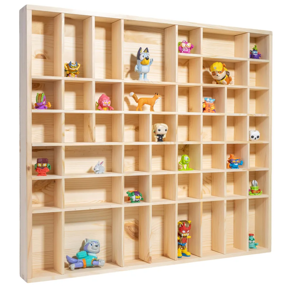 Creative Deco Vitrine murale bois 52 cm 51 cases beige