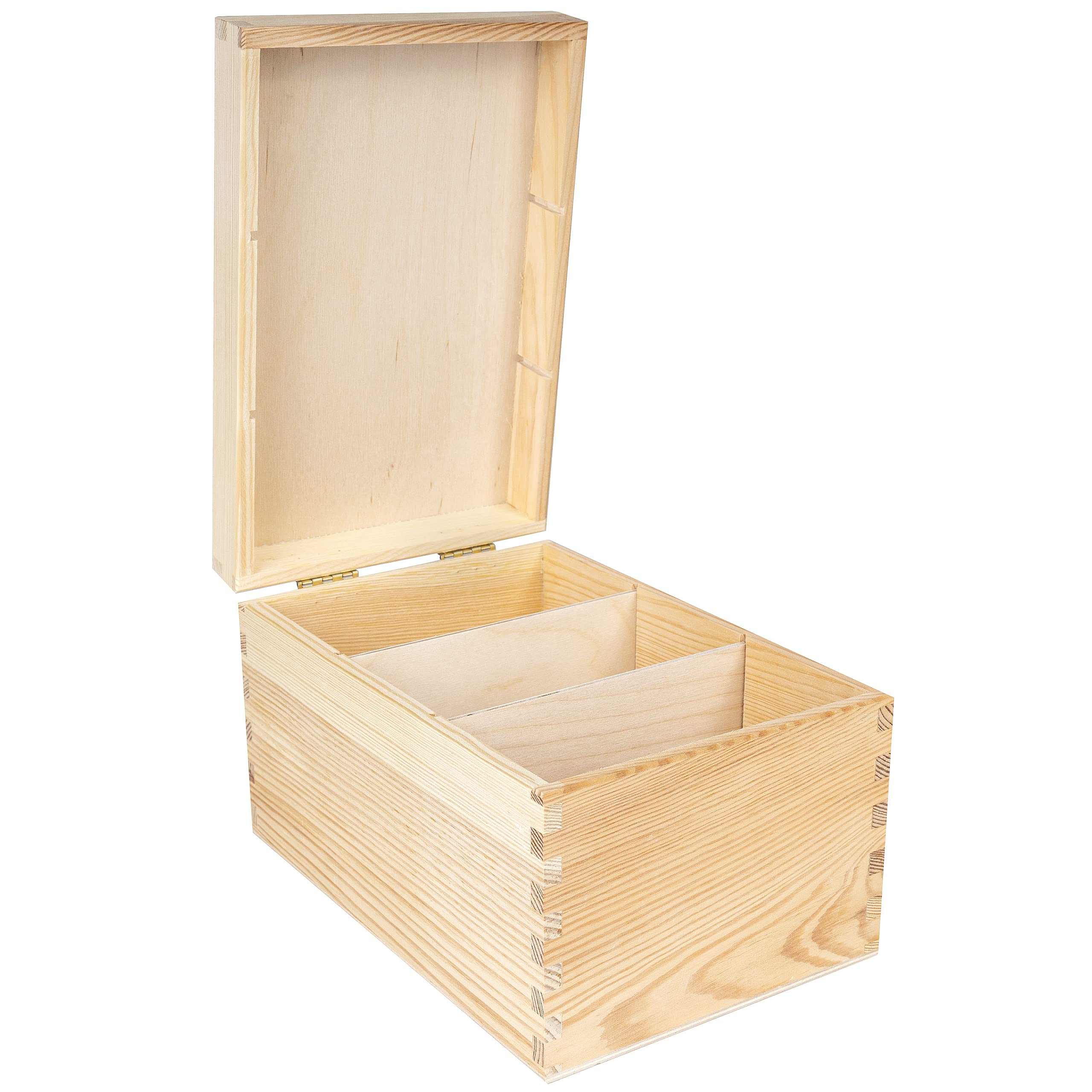 Creative Deco Boîte Bois CD DVD 16x24 cm 3 Compartiments Brute