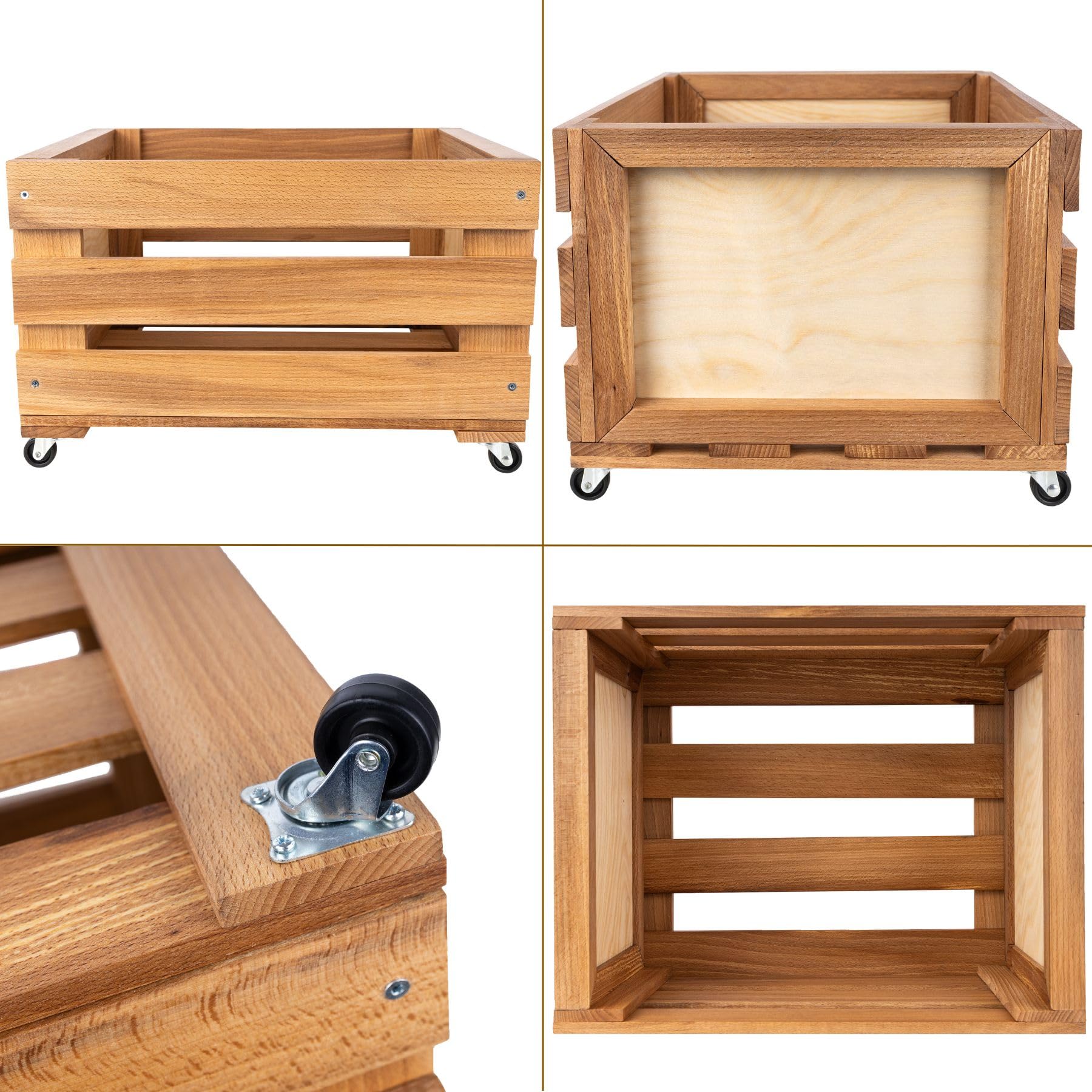 Creative Deco Caisse Bois Vinyles hêtre 46x36x29 cm 80 disques