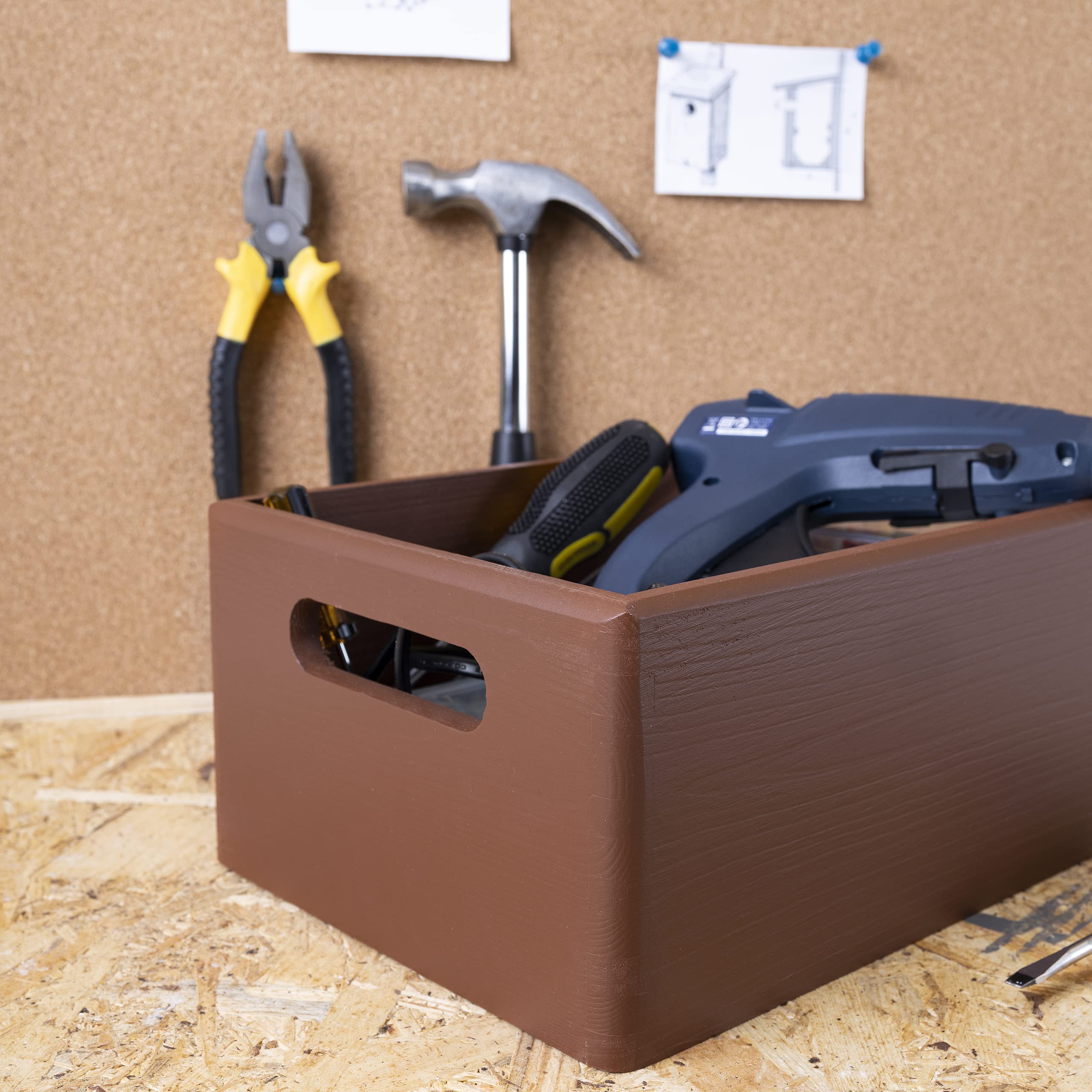 Creative Deco Caisse Bois Marron 30x20x13 cm Poignées
