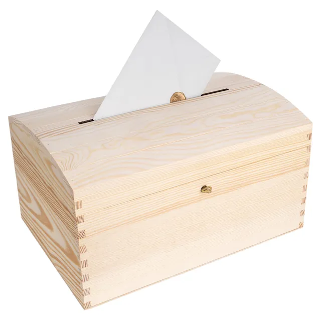 Creative Deco Wood products boîte enveloppes 34,5 cm bois serrure
