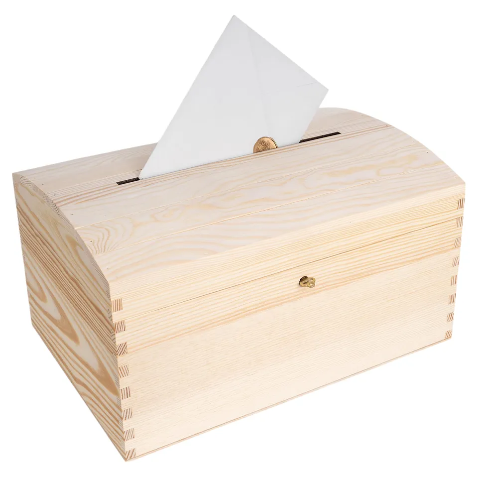 Creative Deco Wood products boîte enveloppes 34,5 cm bois serrure