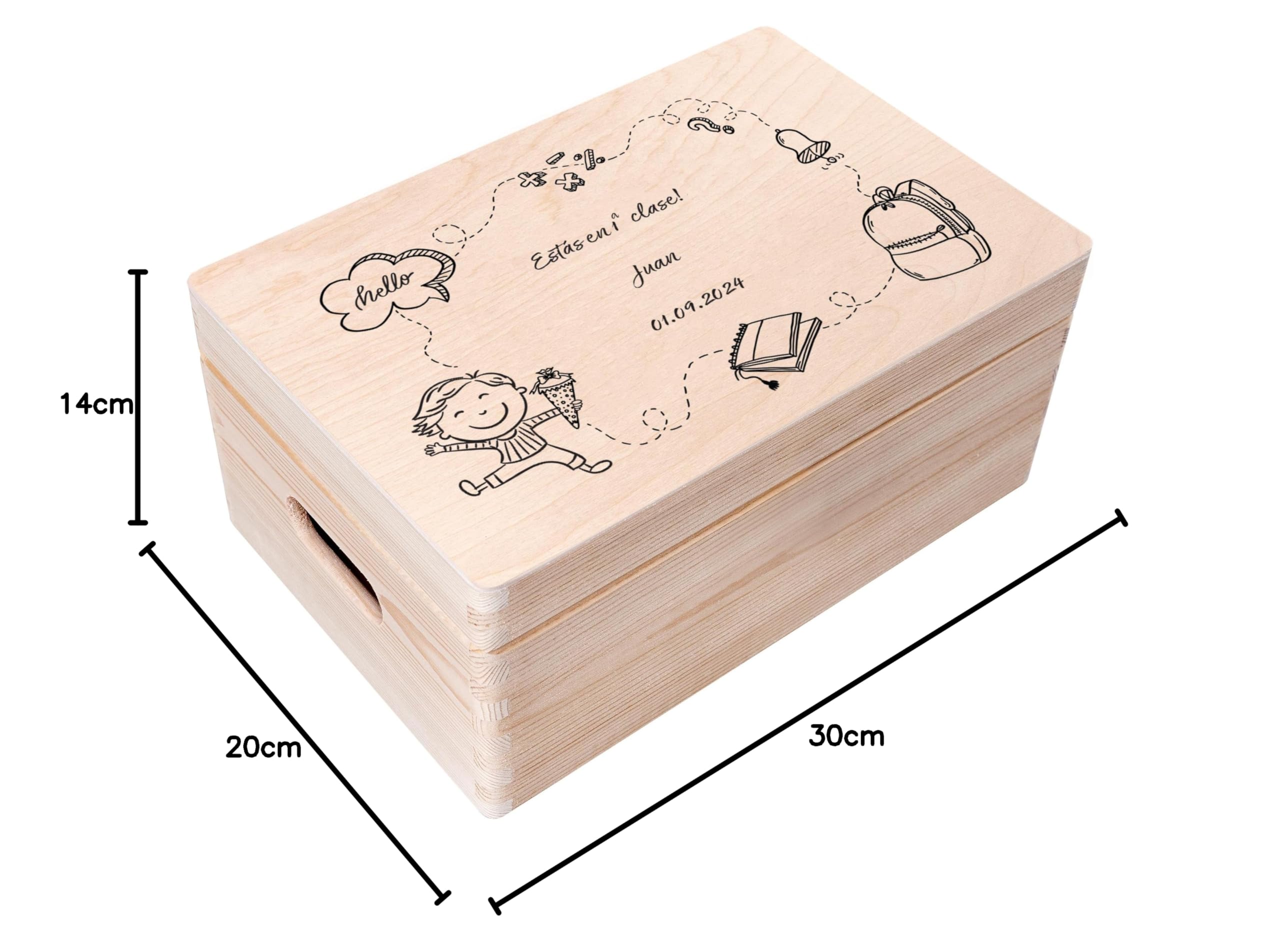 Creative Deco Boîte Bois Personnalisée Garçon 30 cm Rentrée