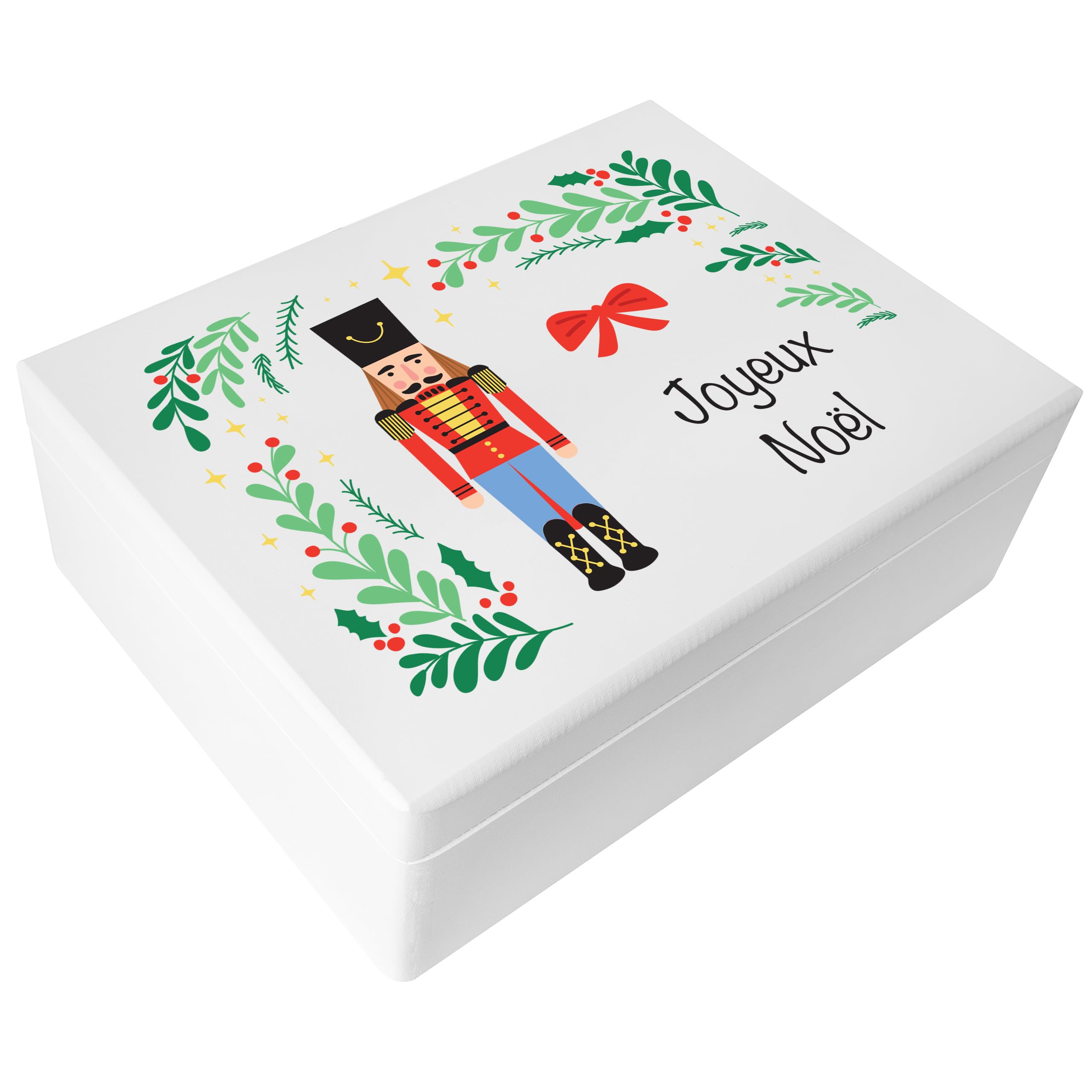 Creative Deco Boîte Noël bois cerf couronne 40x30x14 cm
