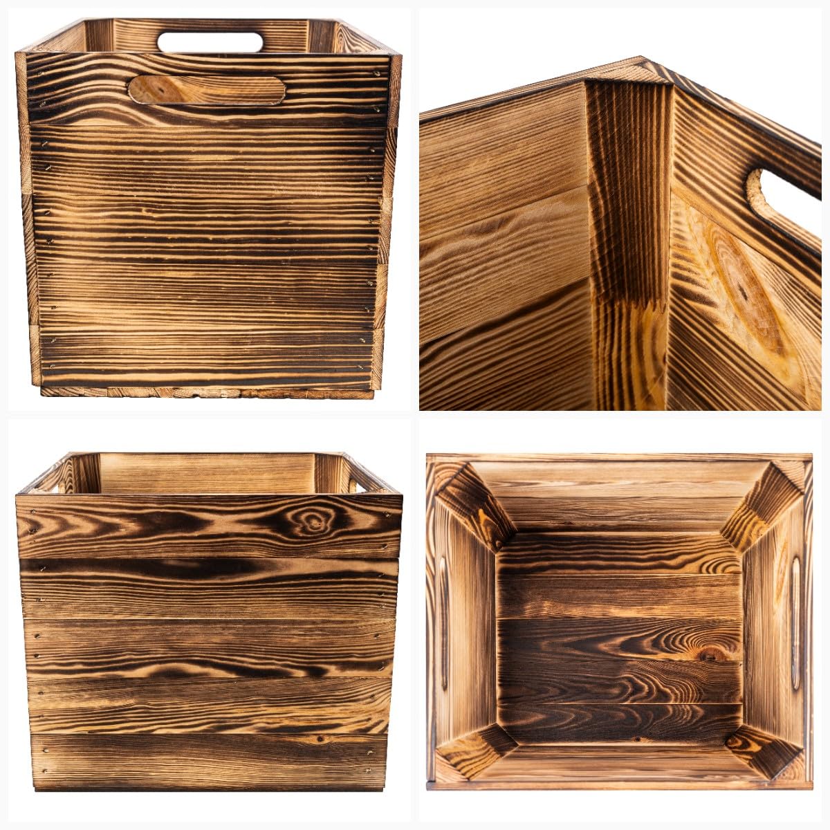 Creative Deco Wood Caisse bois flammé Kallax 33x37x33 cm