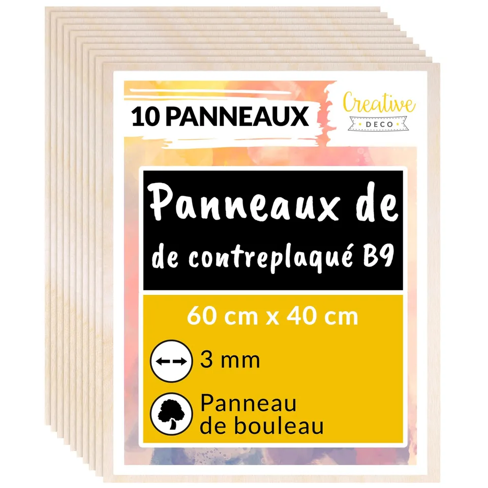 Creative Deco contreplaqué 3 mm 600x400 mm lot 10
