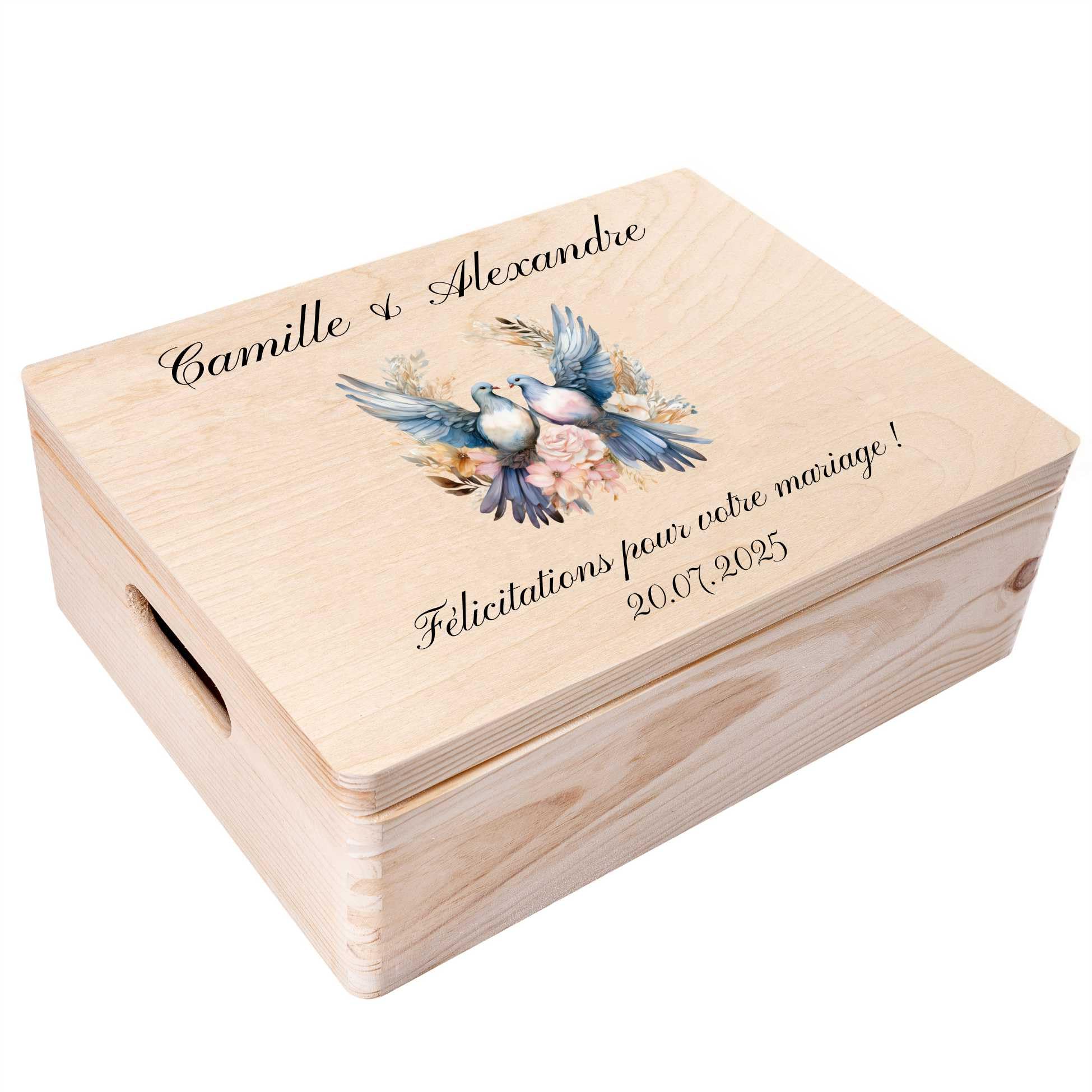 Creative Deco Boîte Mariage Voiture 30x20x14 cm bois gravé