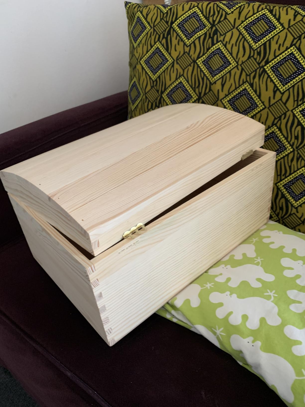 Creative Deco Wood coffre bois brut 34,5x25x19,2 cm