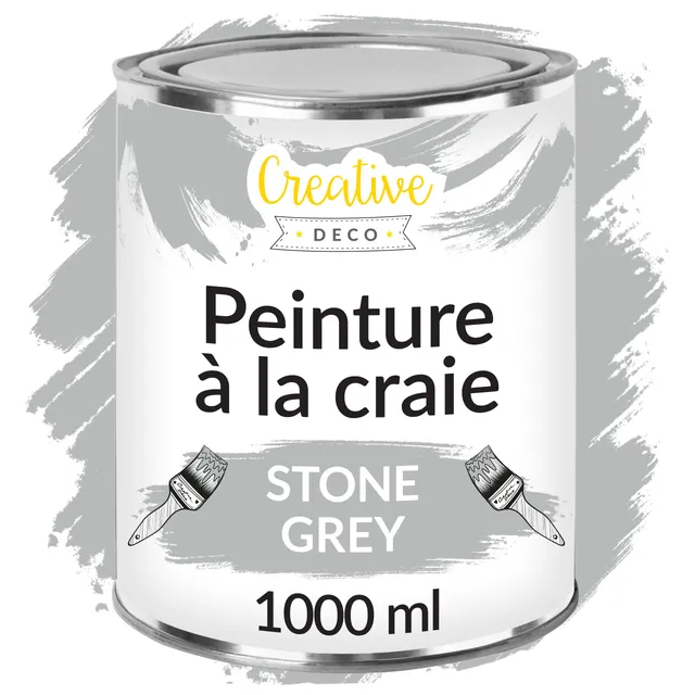 Creative Deco Peinture Craie Grise 1L Mat Meuble à l'Eau