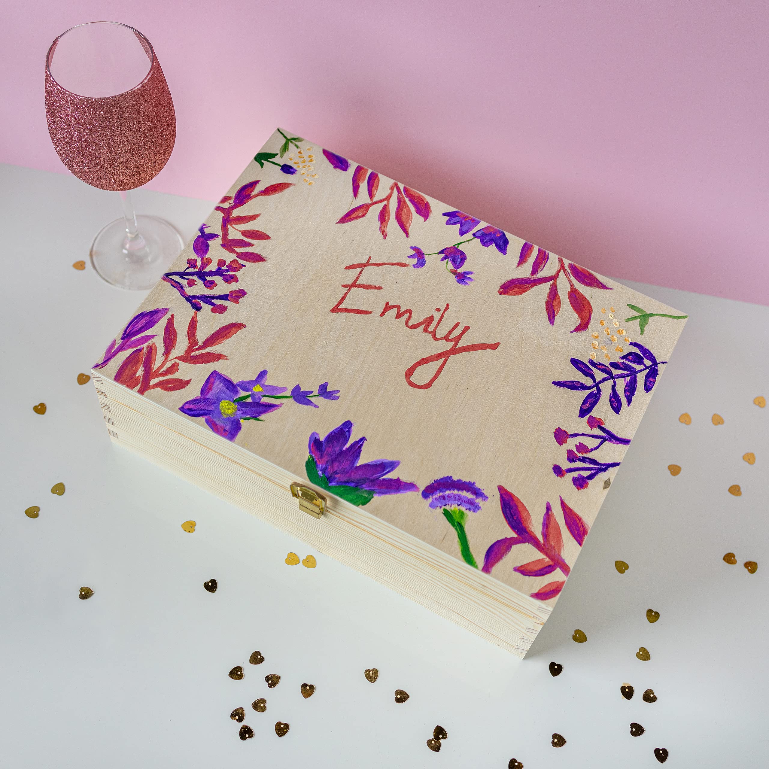 Creative Deco Boîte bois brut A4 33,8 cm avec serrure