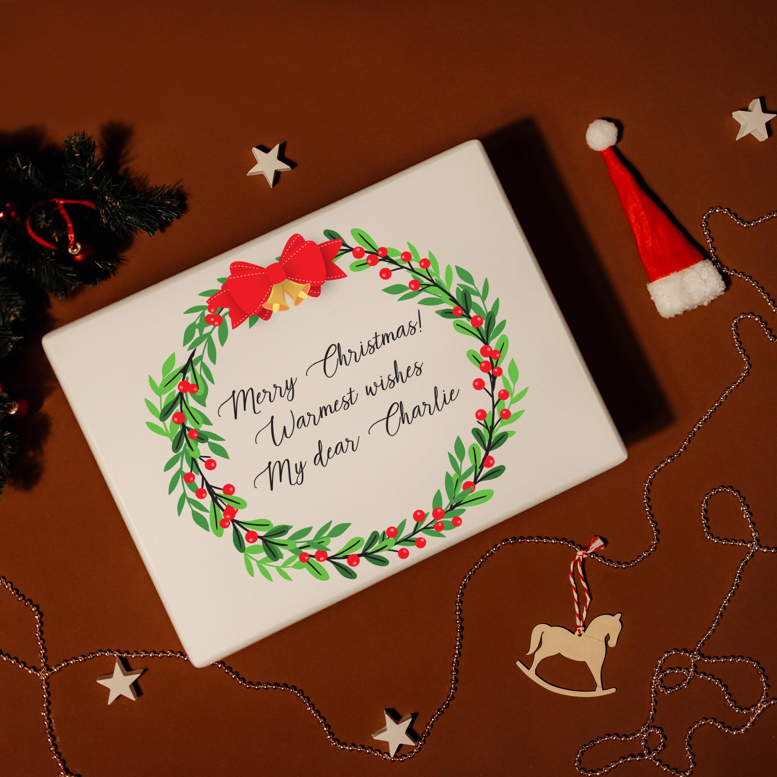 Creative Deco Boîte Noël bois texte blanc 40x30x14 cm