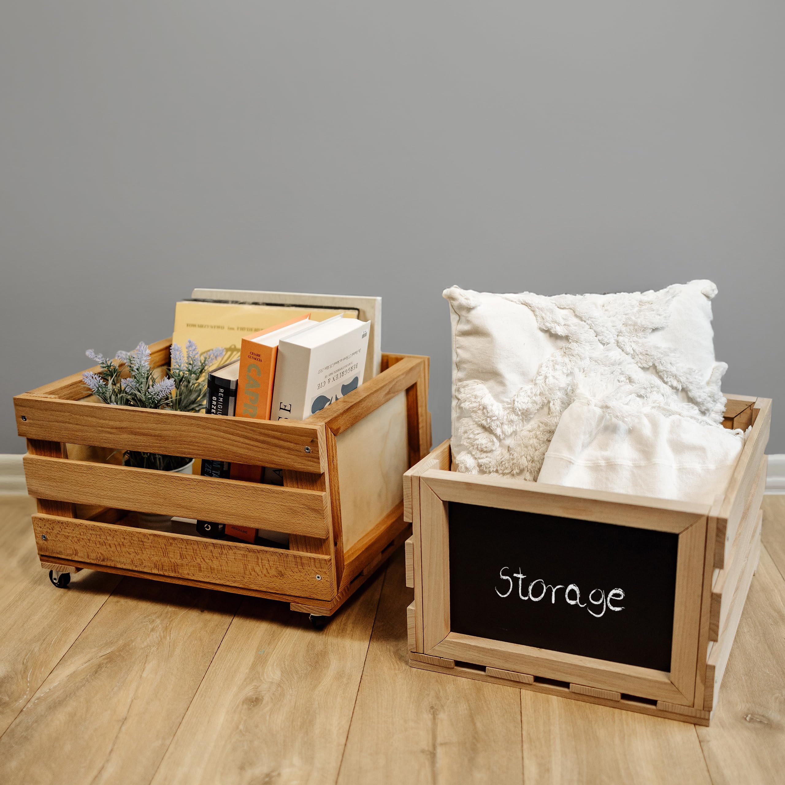 Creative Deco Caisse Bois Vinyles Hêtre Tableau 80 Disques