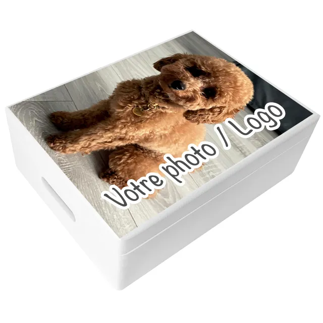 Creative Deco Photo Logo boîte bois personnalisée 40x30 cm