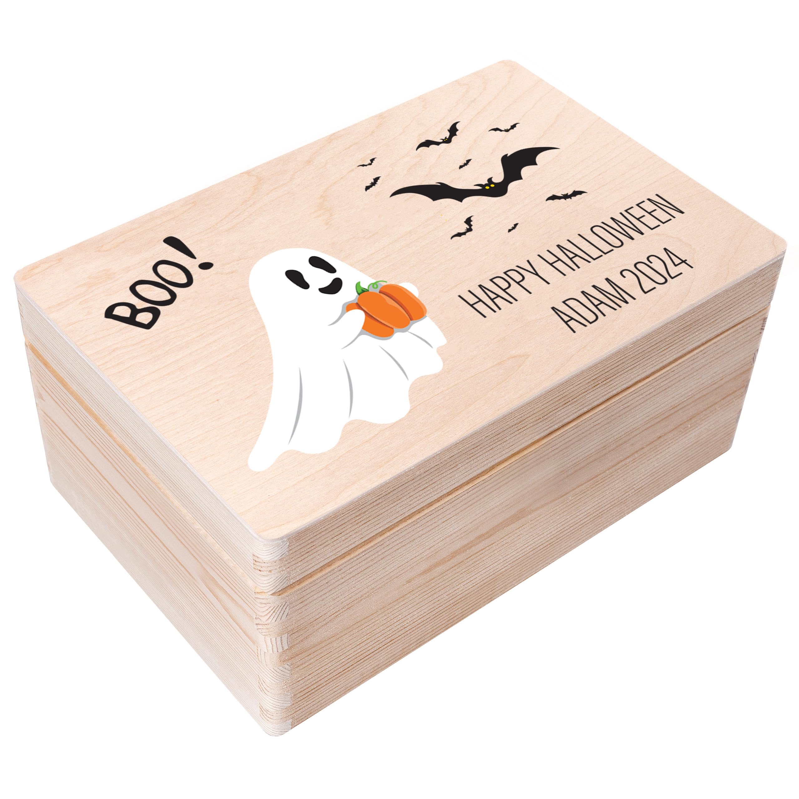 Creative Deco Boîte en bois citrouille 30x20x14 Halloween