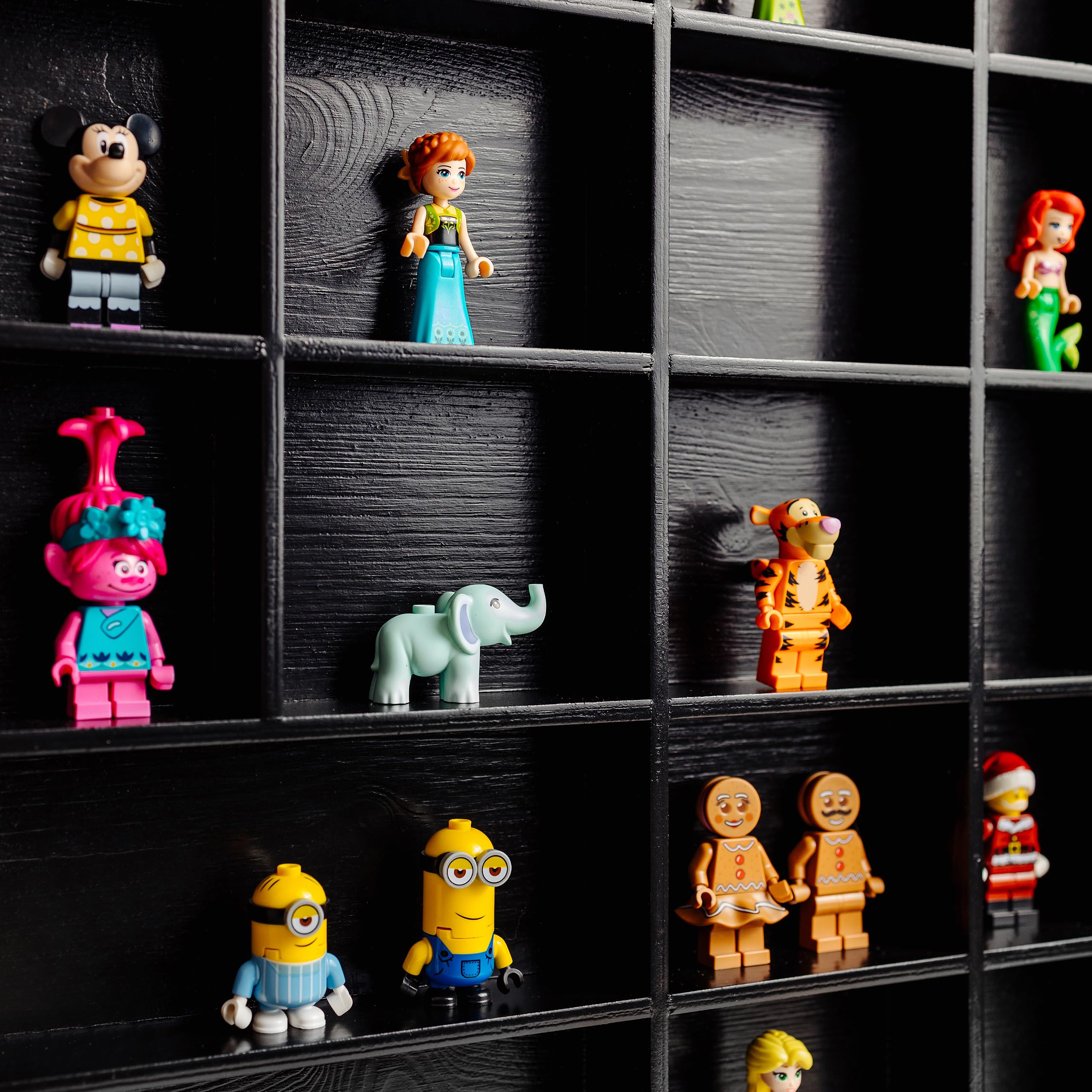 Creative Deco Vitrine Murale Bois Noire 28 cases