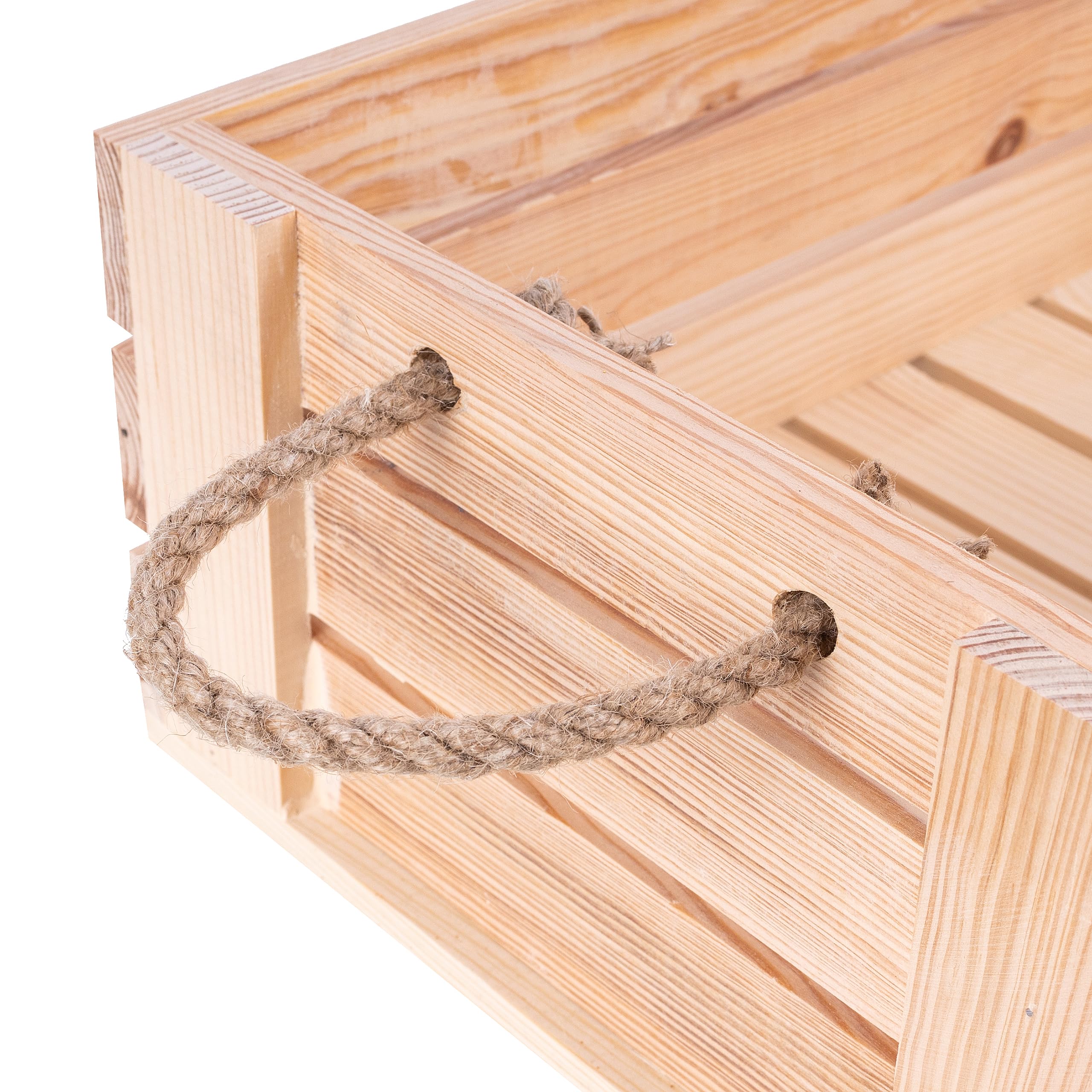 Creative Deco Wood caisse bois naturel 42x29x16 cm poignées jute