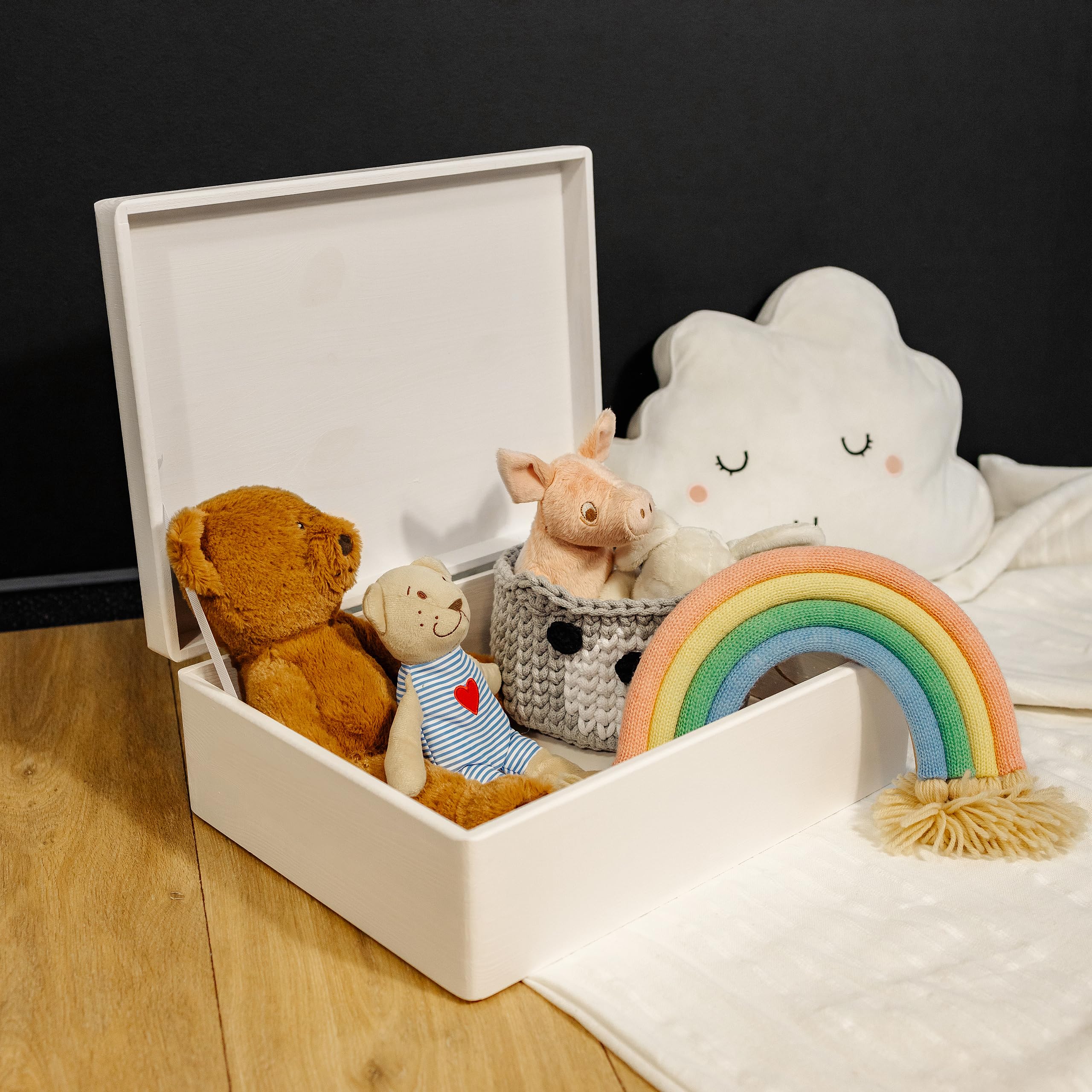 Creative Deco Wood products boîte bois blanc 40x30x14 cm à décorer