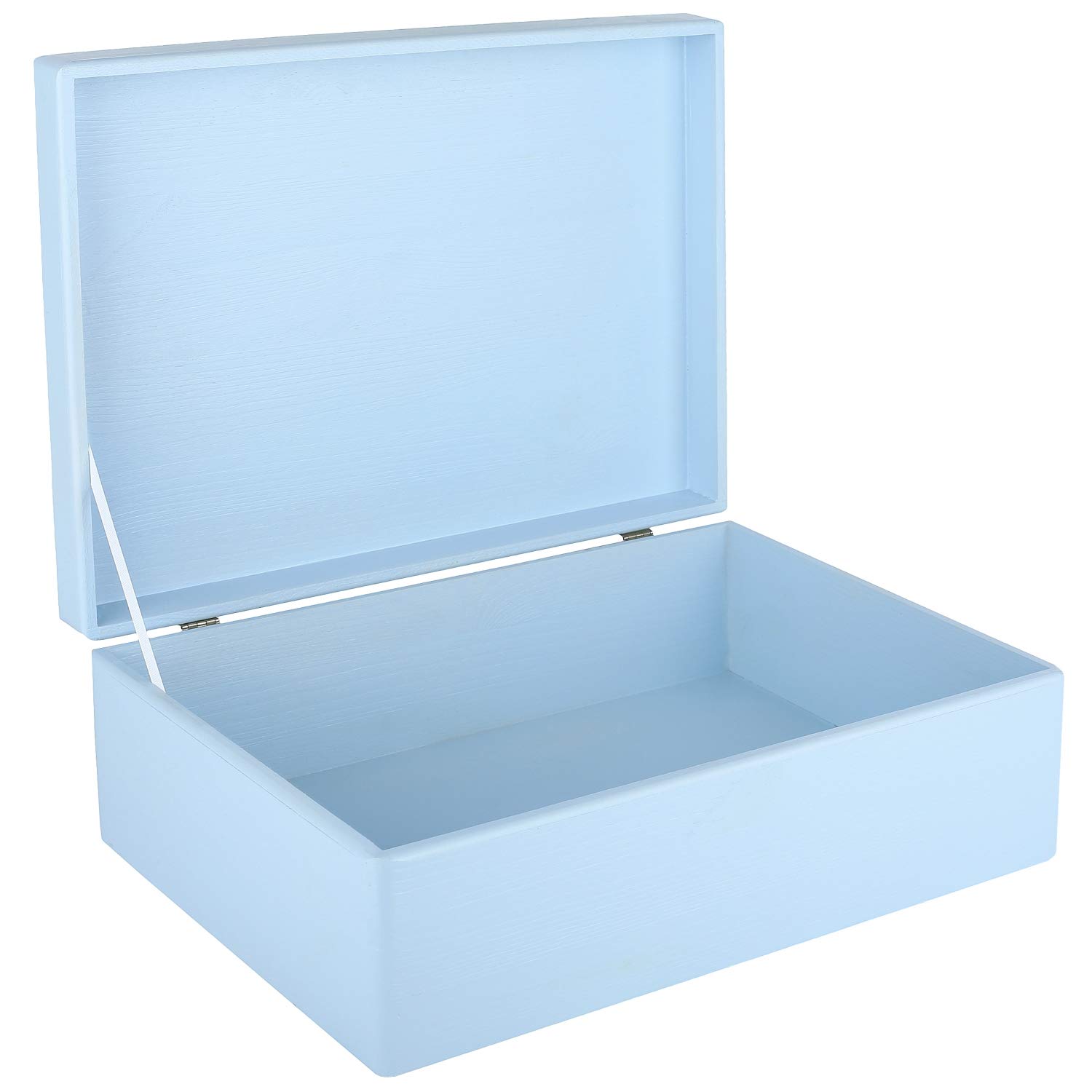 Creative Deco Wood boîte bois bleu 40x30x14 cm avec couvercle brut