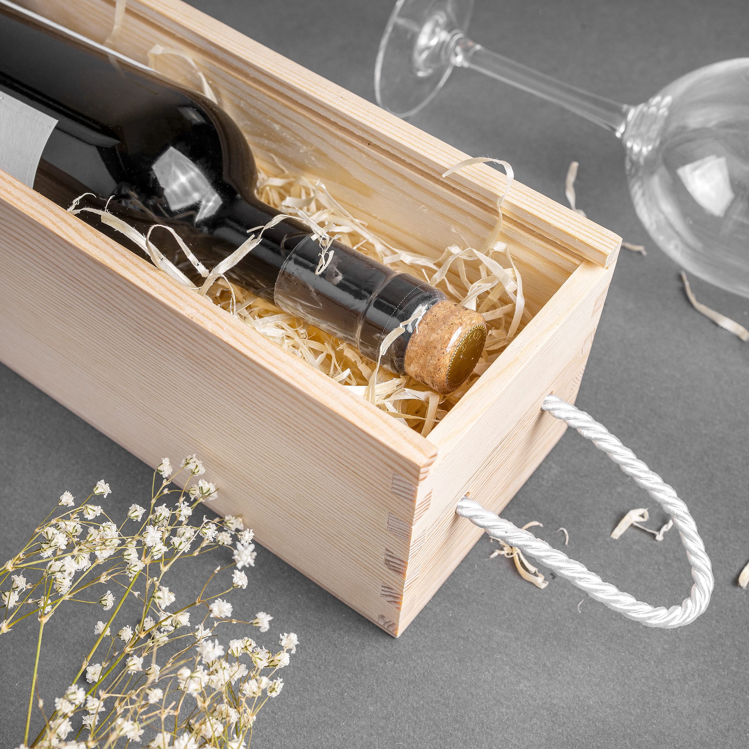 Creative Deco Caisse Vin Bois 1 Bouteille Beige 36x11 cm