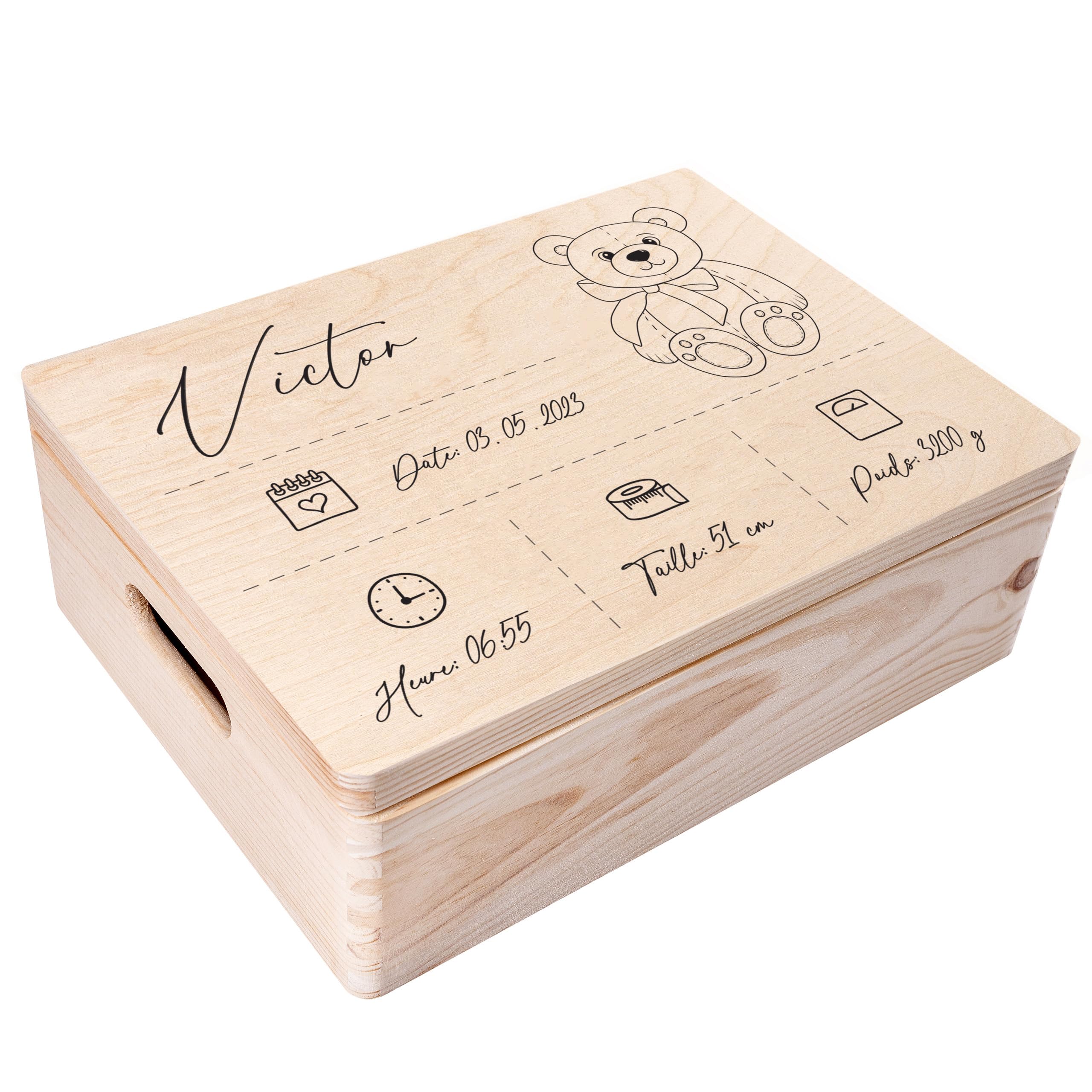 Creative Deco Lion Naturel boîte souvenirs bébé 30x20 cm
