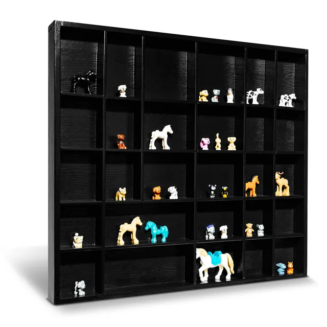 Creative Deco Vitrine Murale Bois Noire 28 cases