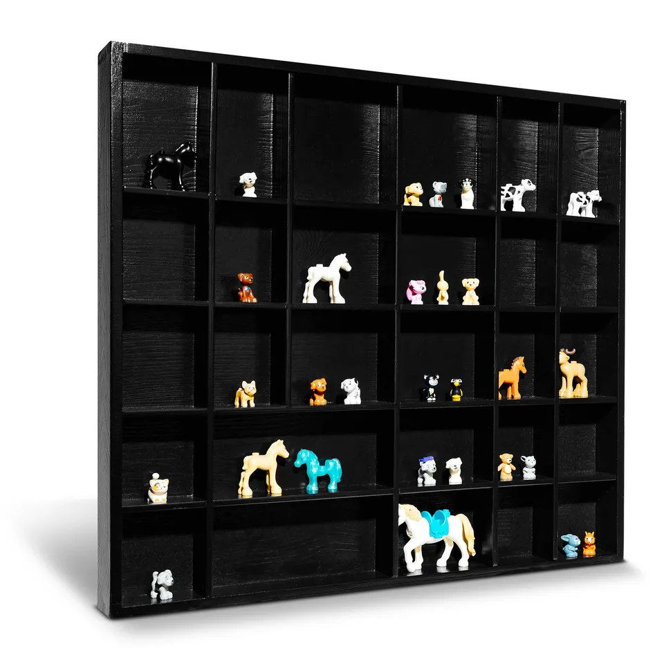 Creative Deco Vitrine Murale Bois Noire 28 cases