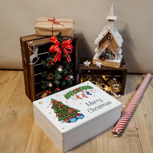 Creative Deco Boîte Noël bois Père Noël 40x30x14 cm