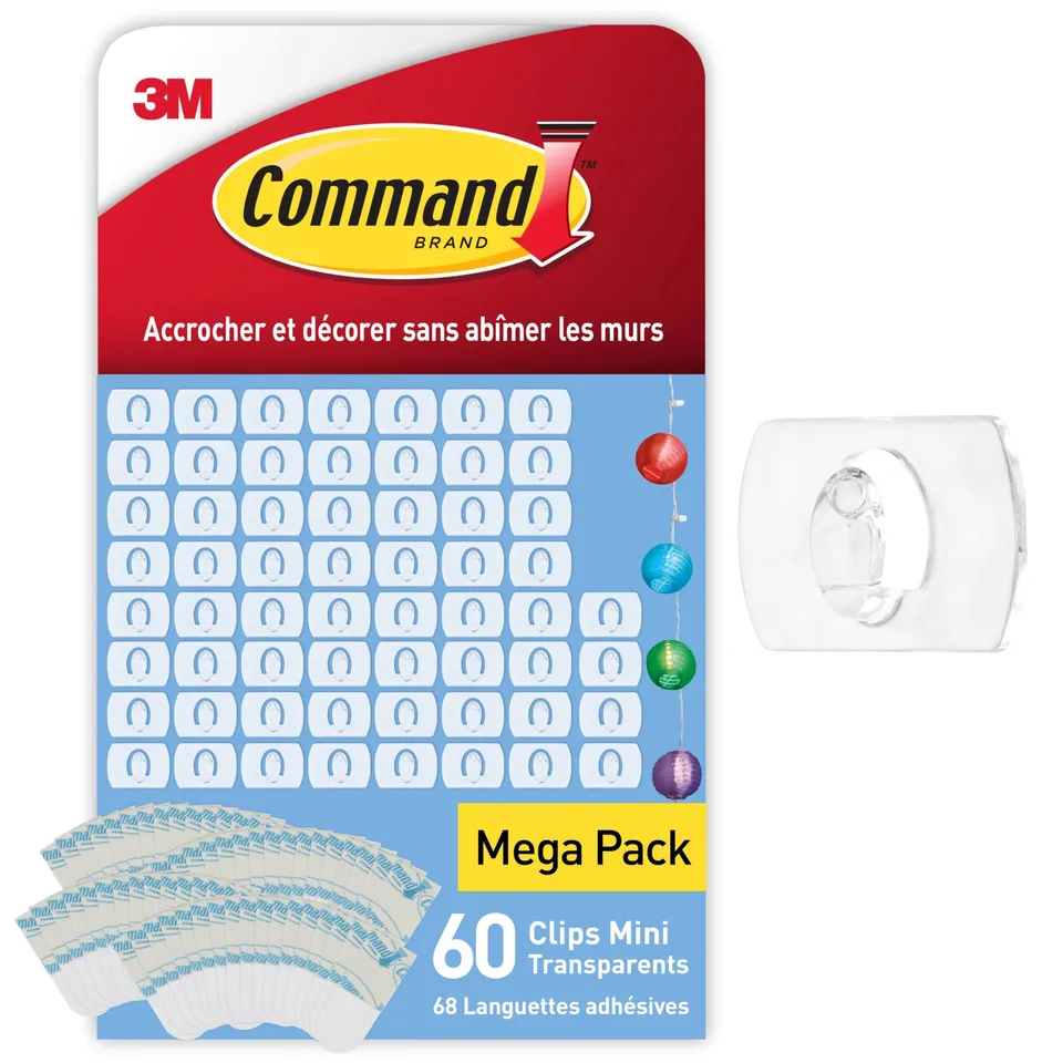 Command Crochets transparents déco clips 60 pièces guirlande