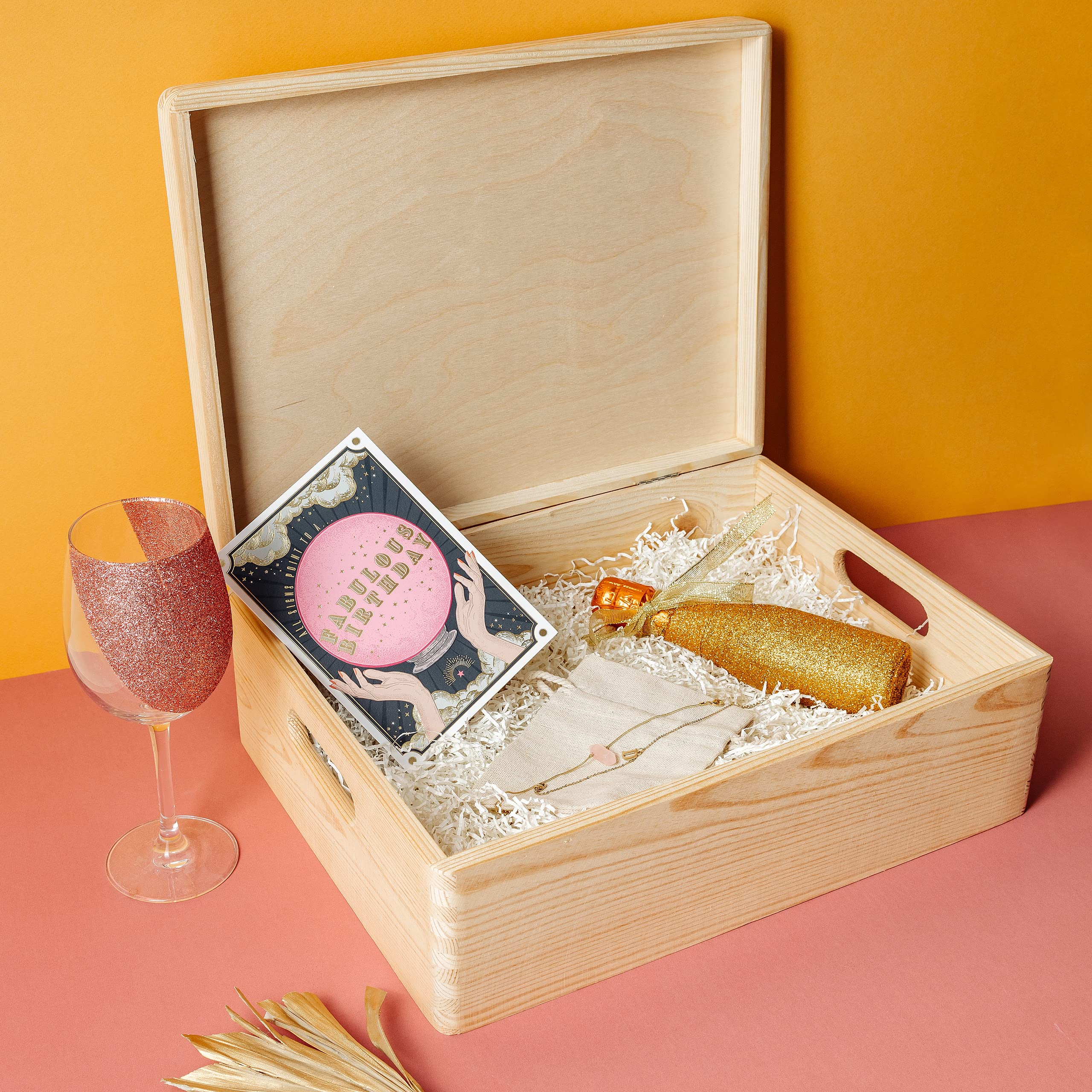Creative Deco Boîte Anniversaire Texte 40x30x14 cm bois