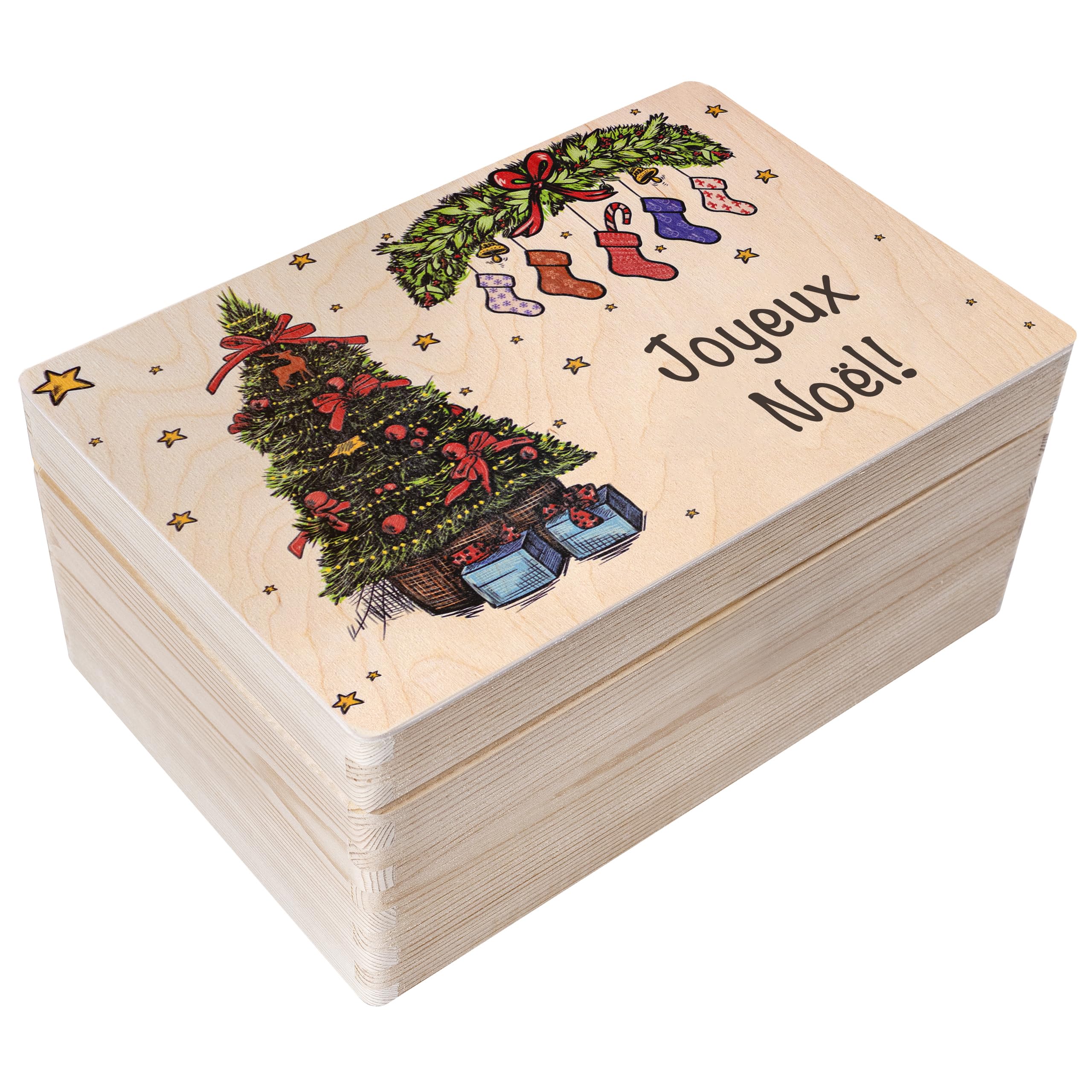Creative Deco Sapin de Noël boîte en bois personnalisée 30x20x14