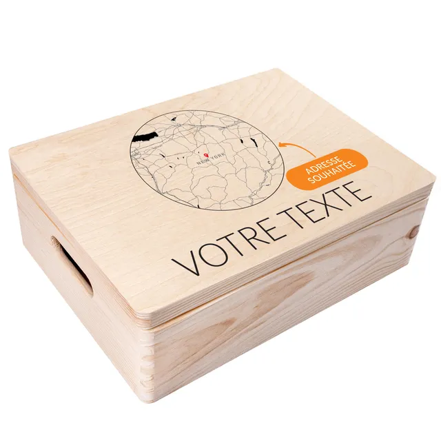 Creative Deco Carte Coordonnées boîte bois cercle 40x30 cm