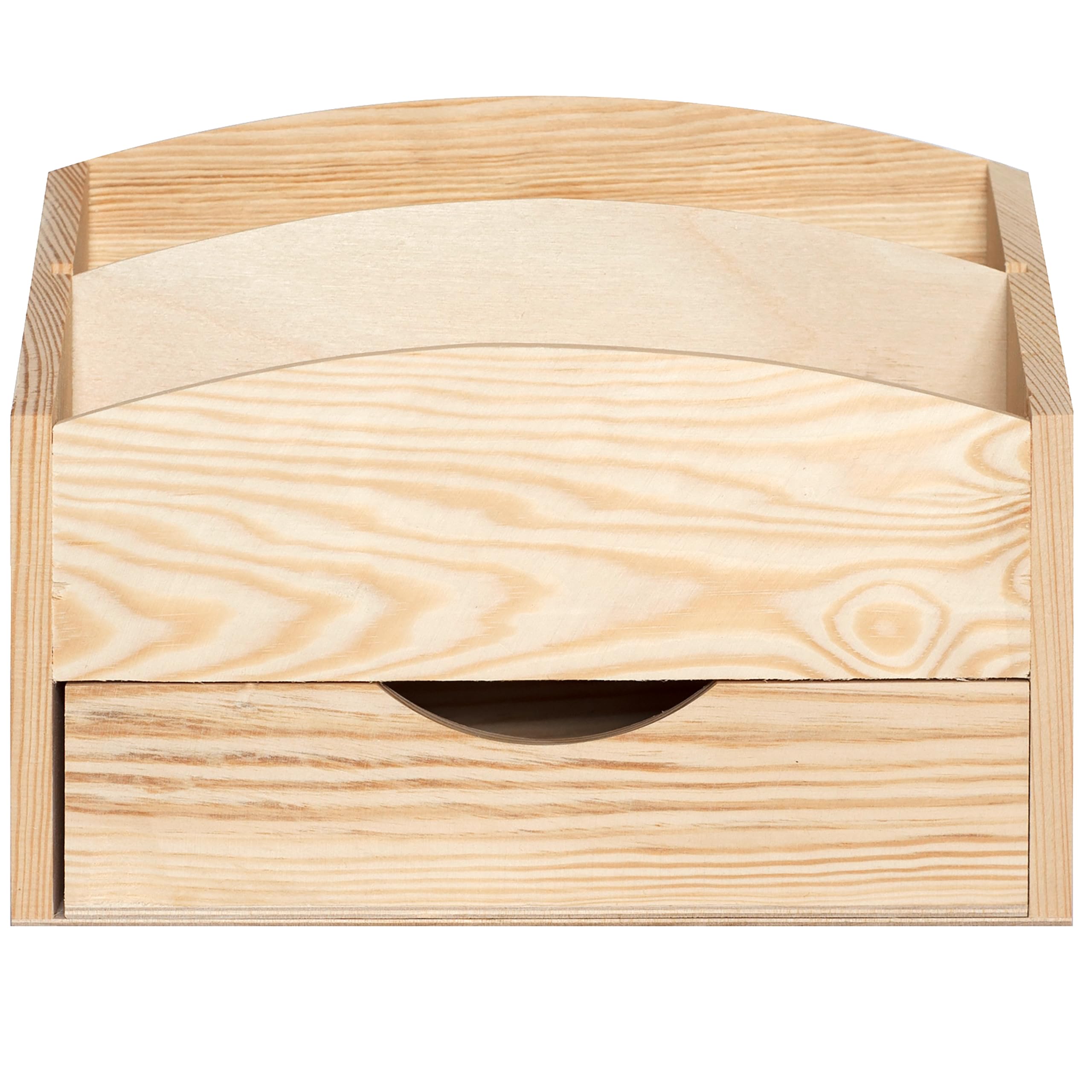 Creative Deco porte-courrier bois 2 compartiments + tiroir 25 cm