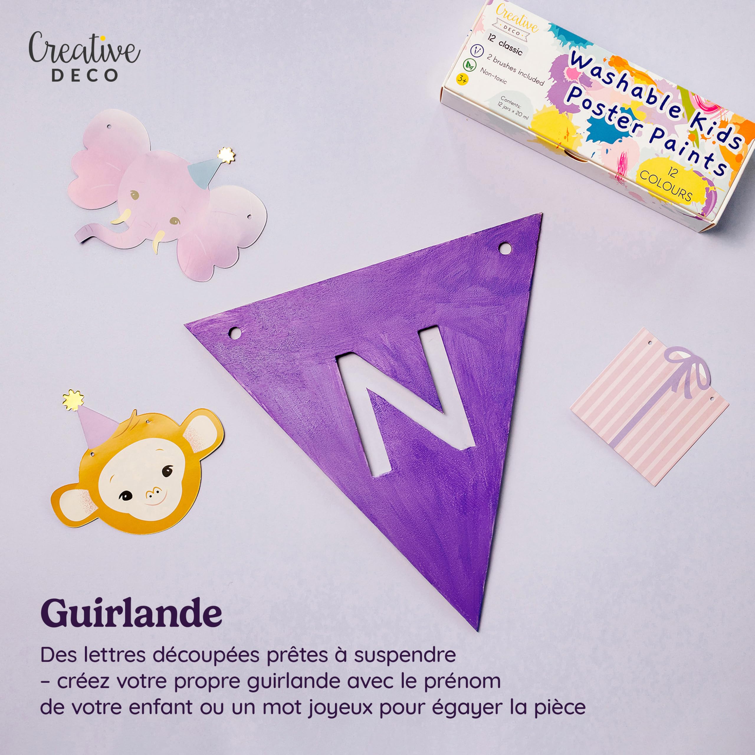 Creative Deco Fanion W lettre bois à peindre 3 mm