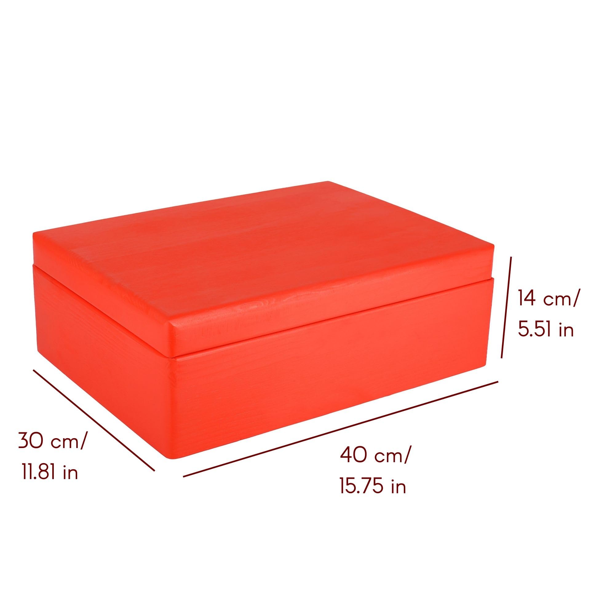 Creative Deco Boîte bois rouge 40x30x14 cm couvercle à décorer