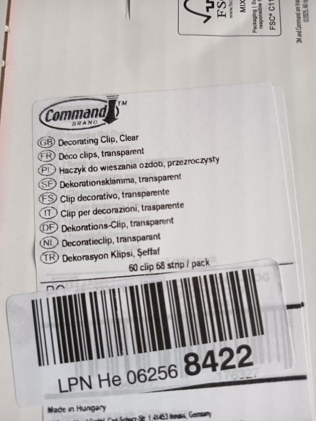 Command Crochets transparents déco clips 60 pièces guirlande