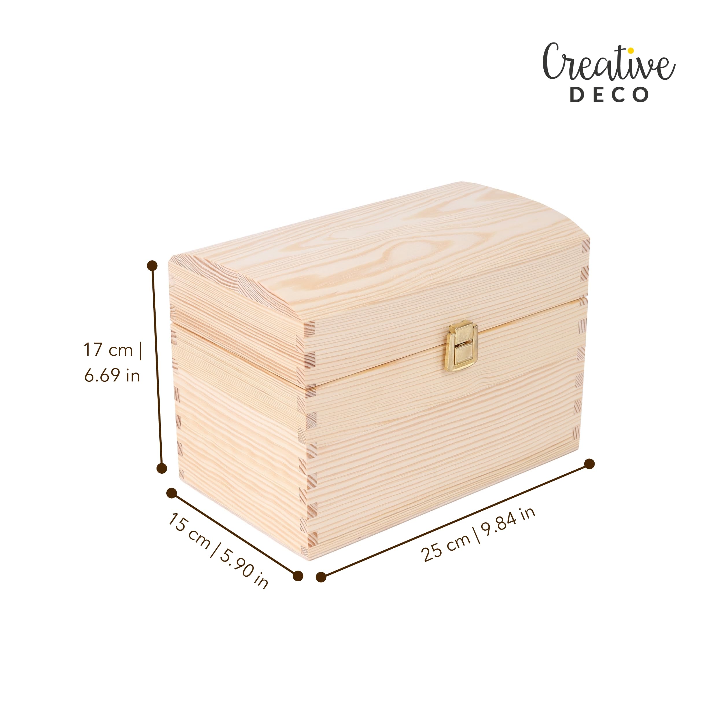 Creative Deco Coffre Bois Brut 25x15 cm à Décorer Fermoir