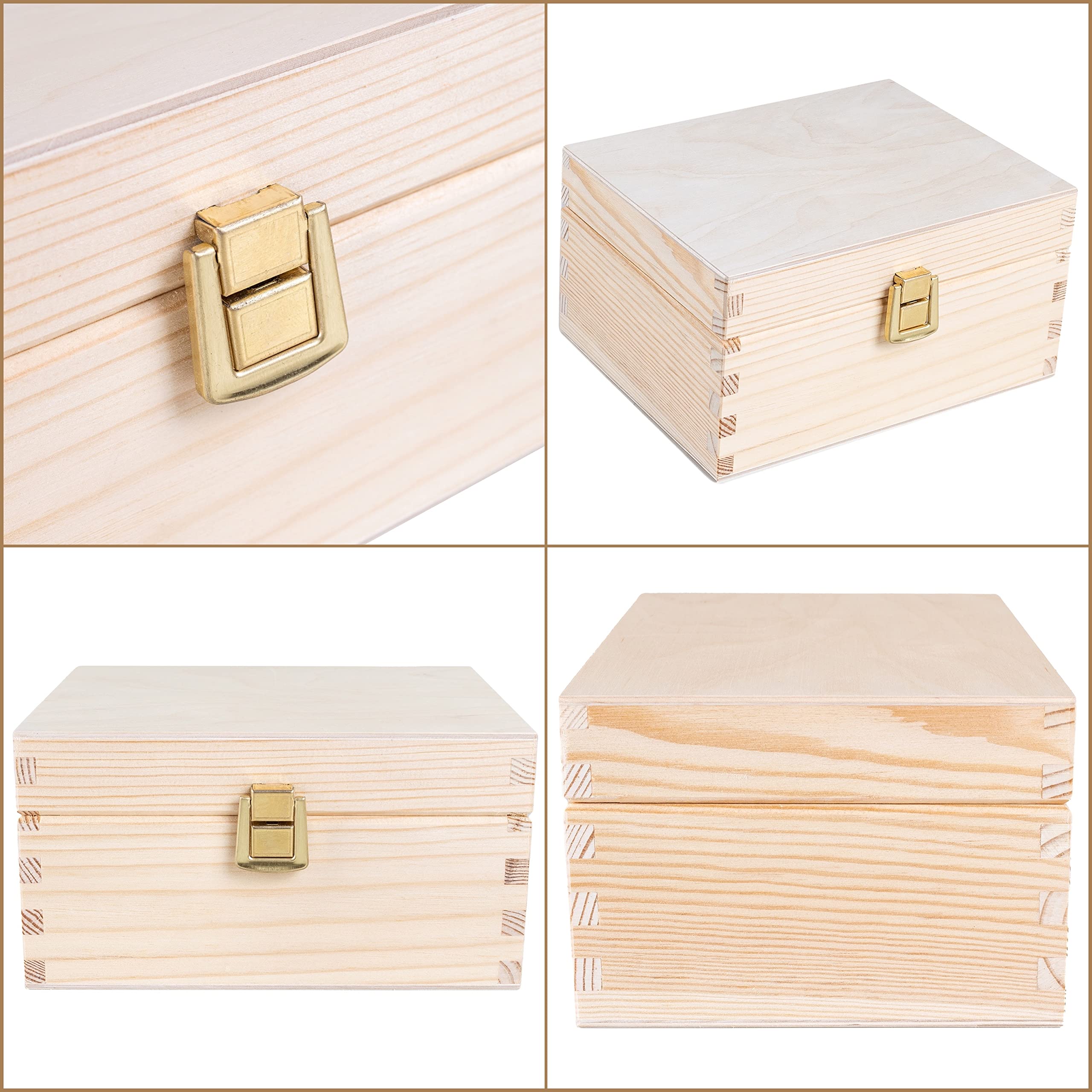 Creative Deco Boîte en bois brut 21,4 cm beige à décorer