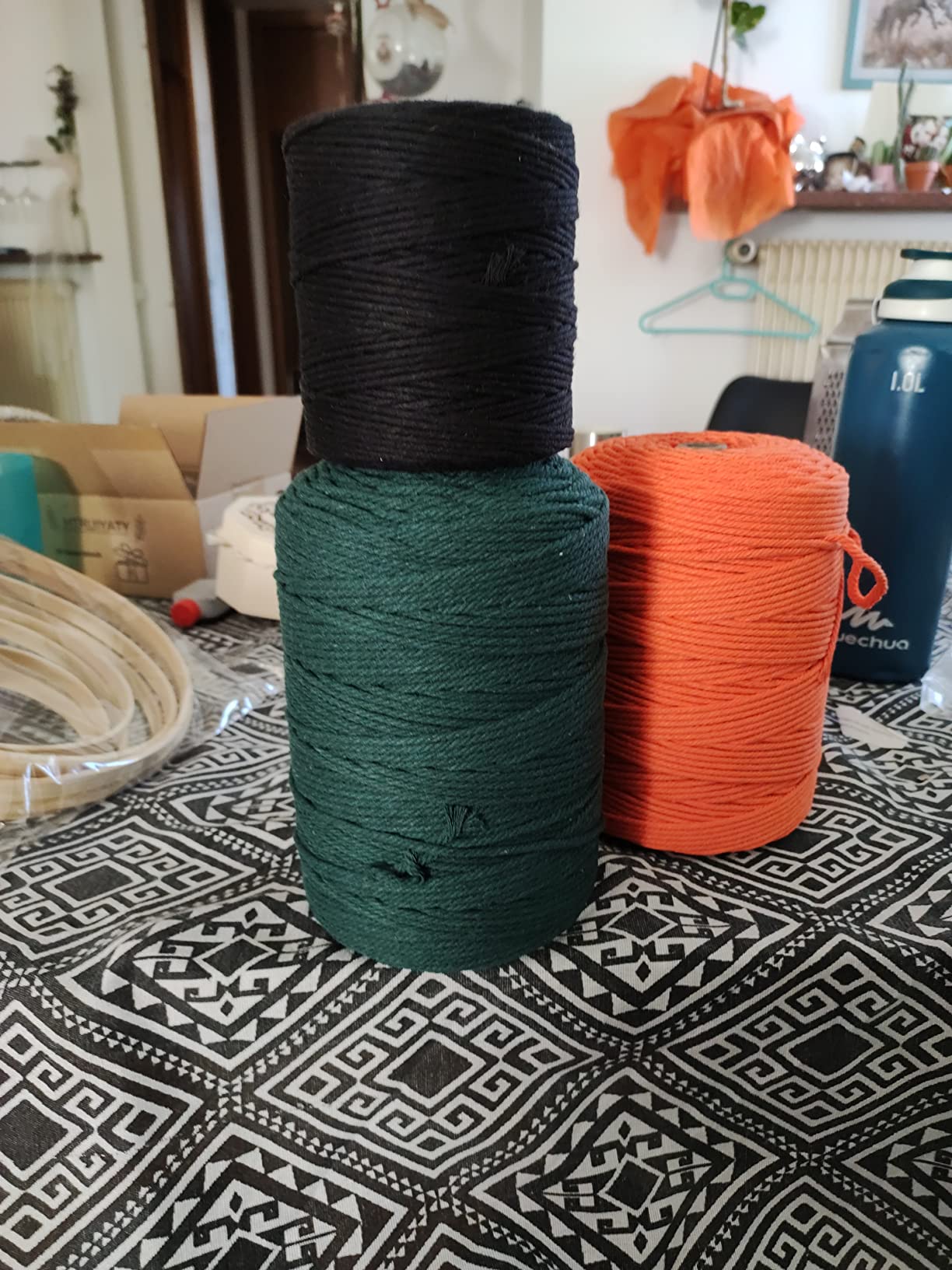 Creative Deco corde macramé coton noir 3 mm 200 m