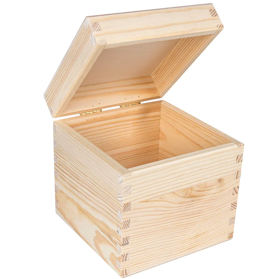 Creative Deco Boîte Carrée 16x16x16 cm Boîte Bois Brut à Décorer