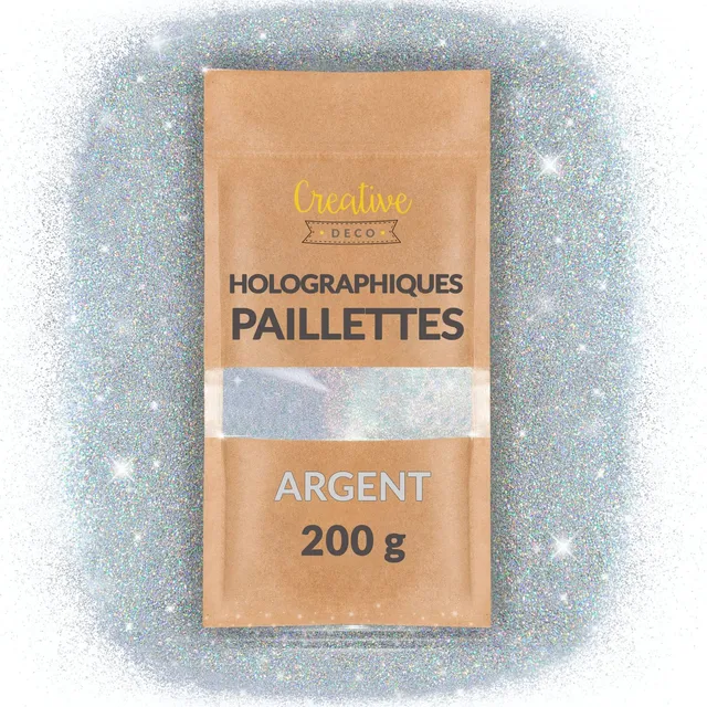 Creative Deco Scrapbooking paillettes argent 200 g