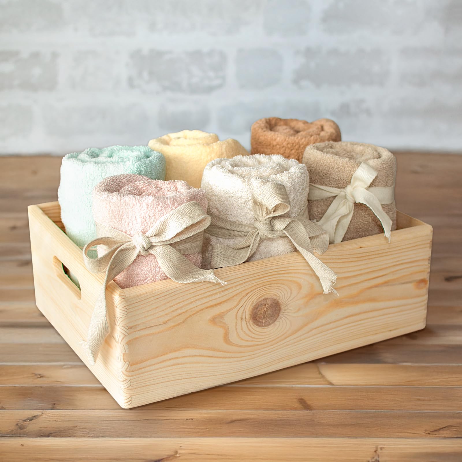 Creative Deco Caisse bois 40x30x14 cm poignées beige