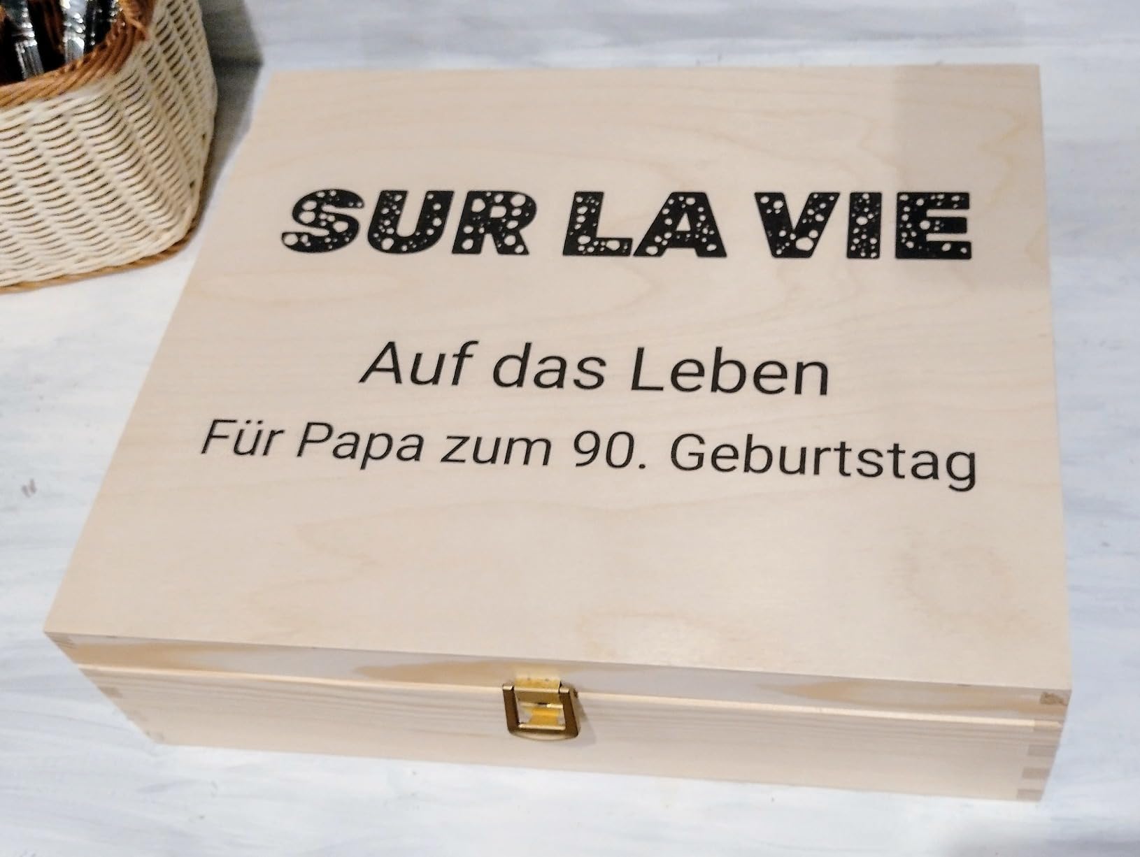 Creative Deco Boîte Vin Bois Texte Souhaité 35 cm Cadeau