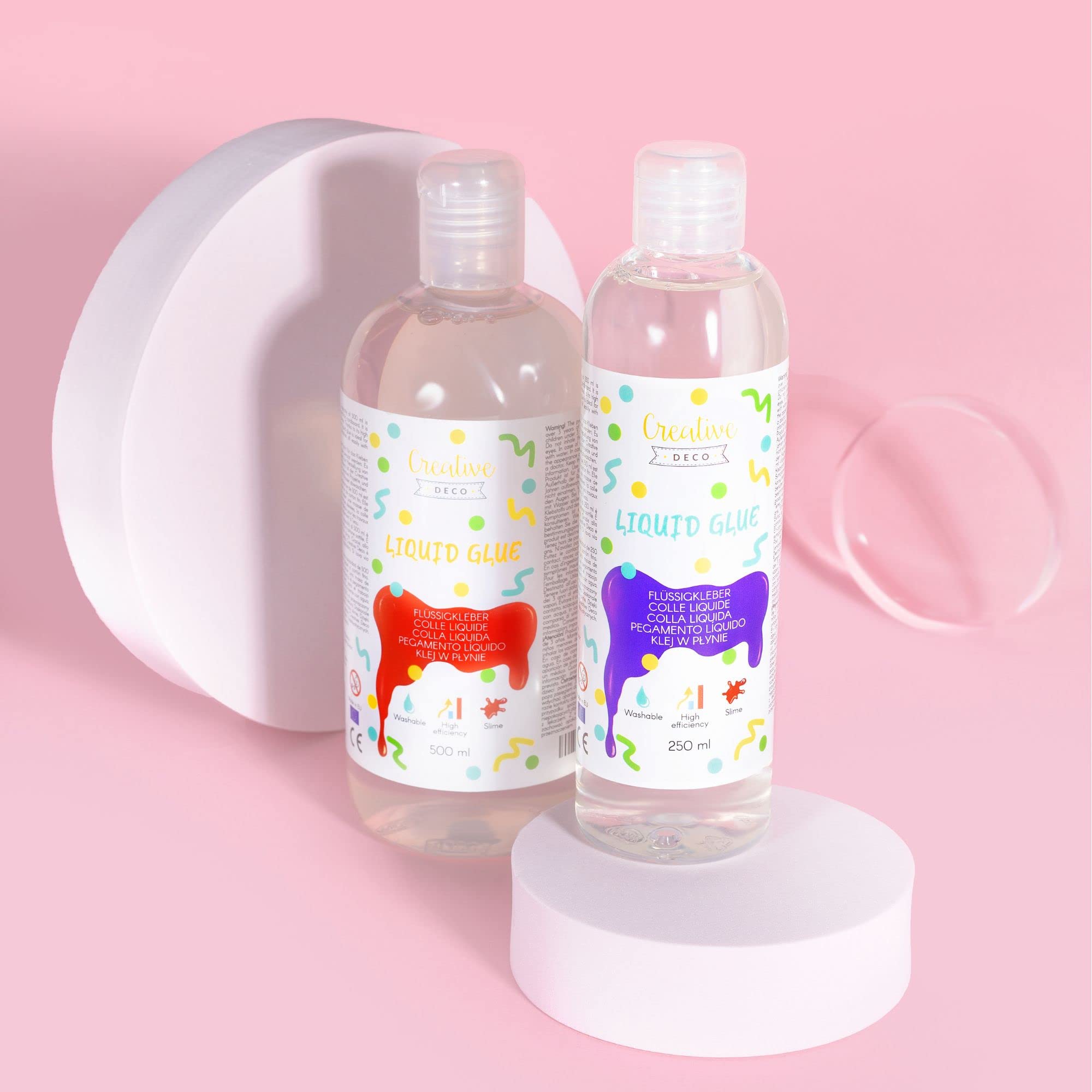 Creative Deco Colle Liquide Slime Transparente 250 ml Verre Tissu